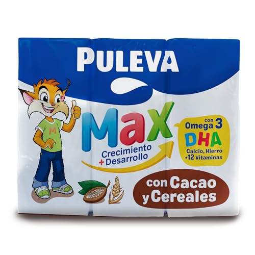 Detalle de Puleva Max Cereales y Cacao Leche Crecimiento +3 Años, Caja 10x3x200ml