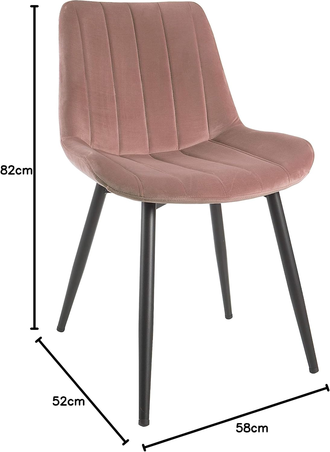 Detalle 2 de Sedia in velluto rosa con gambe in metallo nere 51,5x58x82 cm – stile Glam