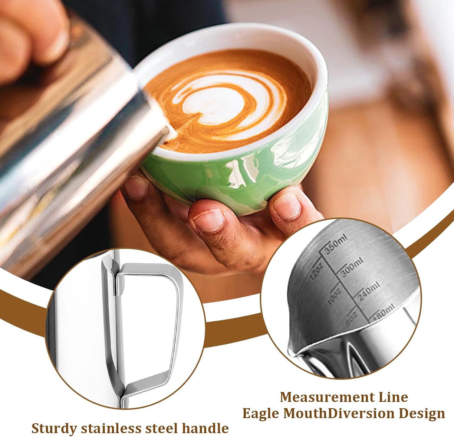 Thumbnail 1 de Milk Frothing Pitcher 350ml latte art