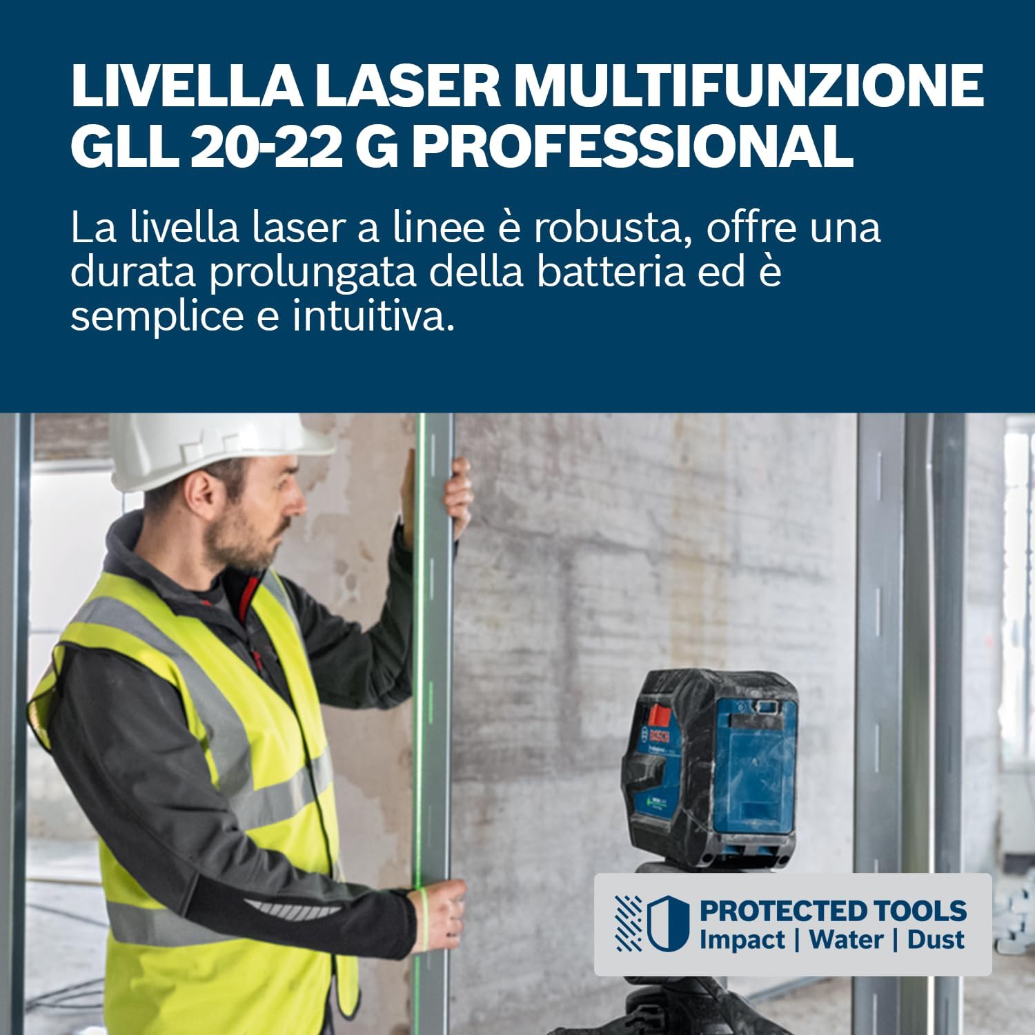 Thumbnail 1 de Bosch Professional GLL 20-22 G livella laser a linee verdi con staffa LB 10, treppiede BT 150 e doppia alimentazione