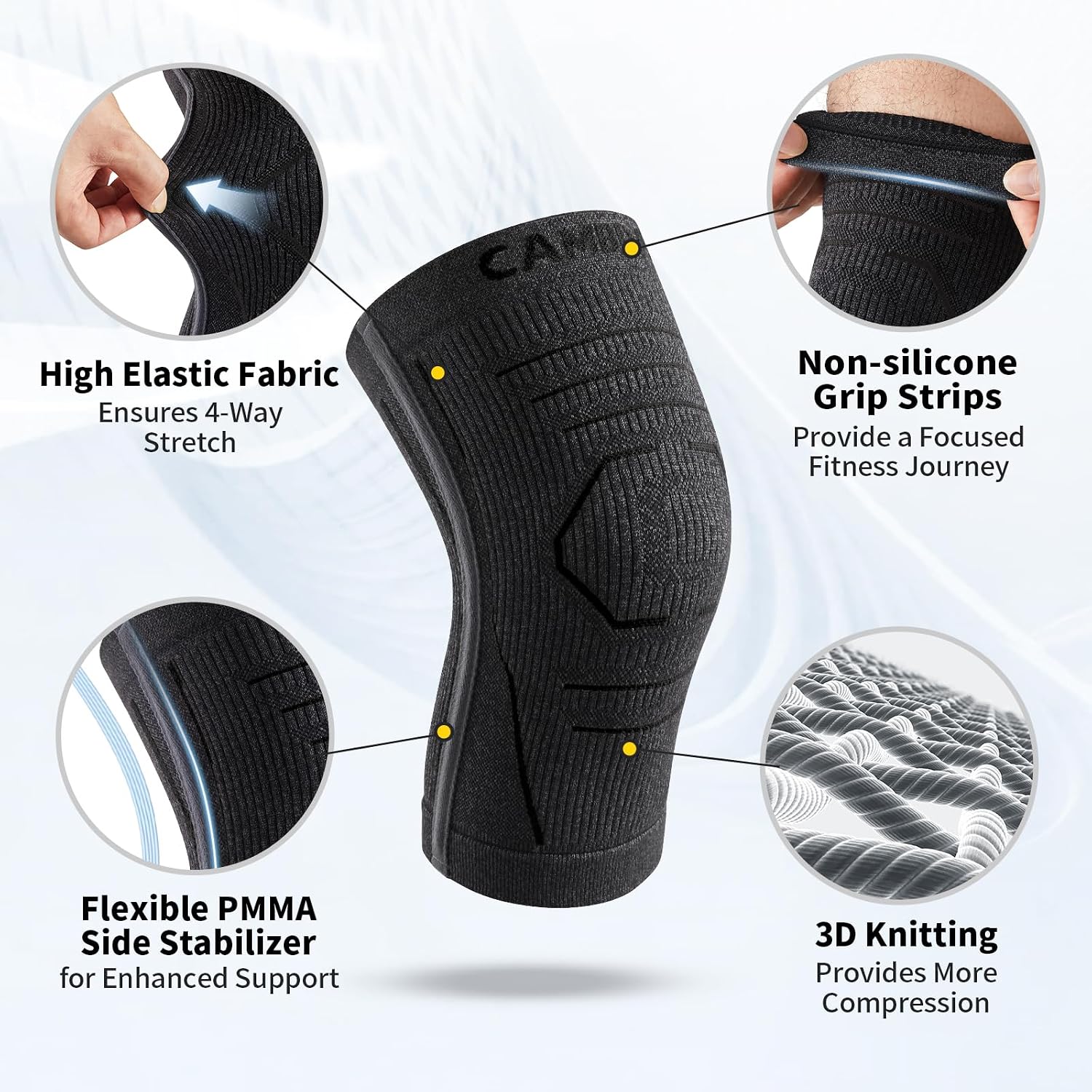 Thumbnail 2 de CAMBIVO Knee Support with PMMA Side Stabilizers — Lightweight dual pack for arthritis relief and everyday comfort