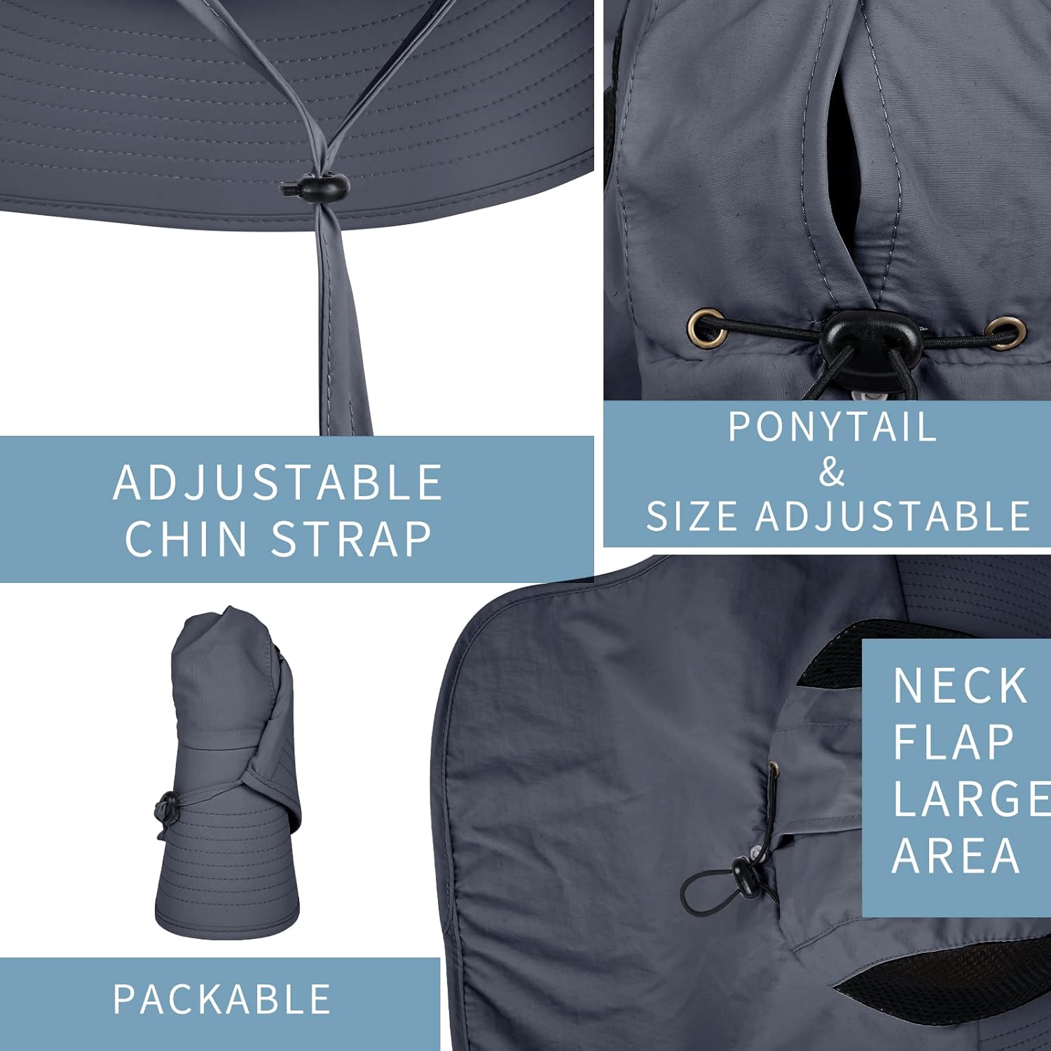 Thumbnail 2 de Sun Hat for Men and Women with Neck Flap – UPF 50+ Lightweight, Packable Wide-Brim Hat for Outdoor Adventures