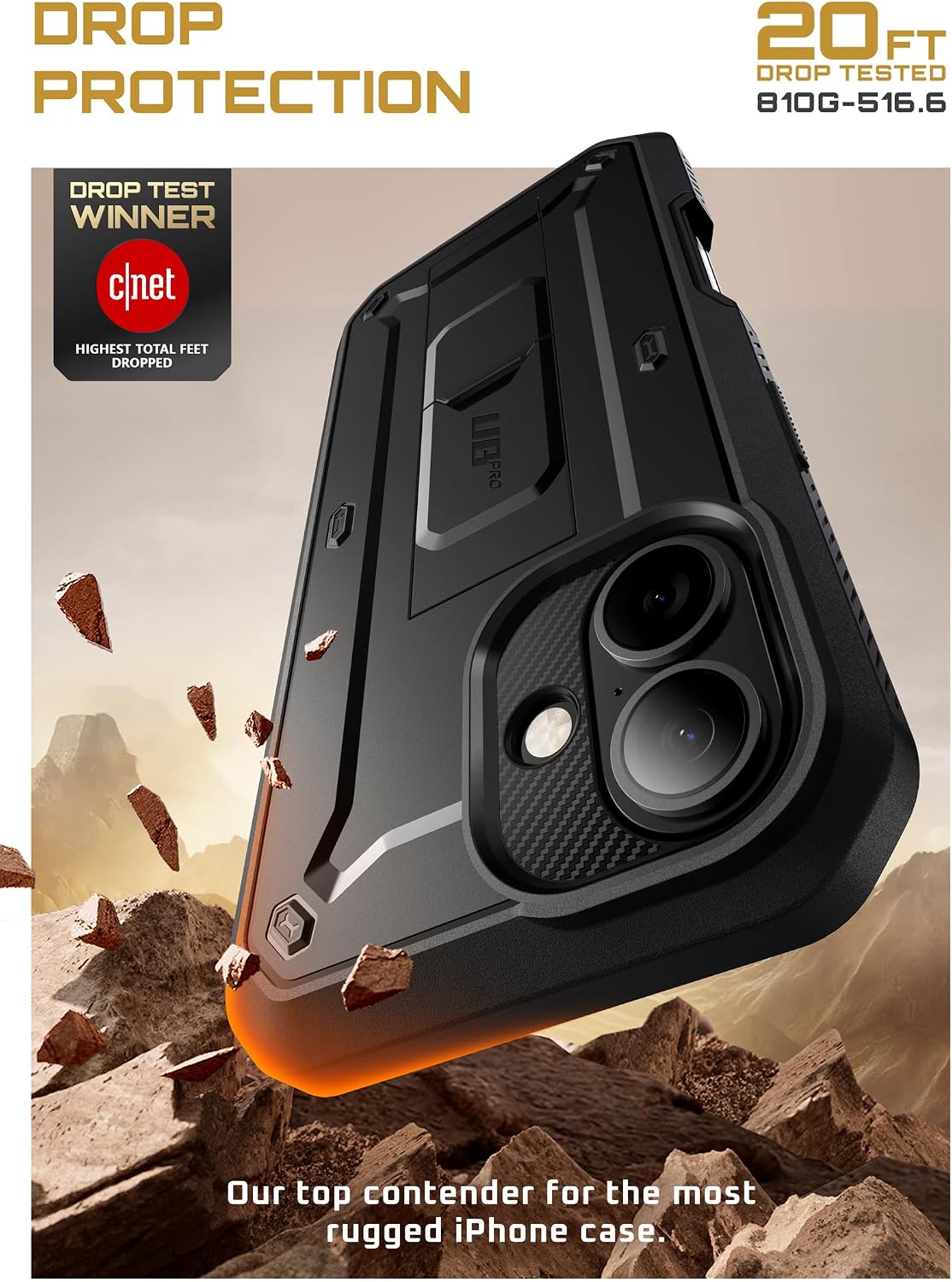 Detalle de SUPCASE Unicorn Beetle Pro SUP-iPhone2025-UBPro-SP-Black iPhone 17 Case with Kickstand