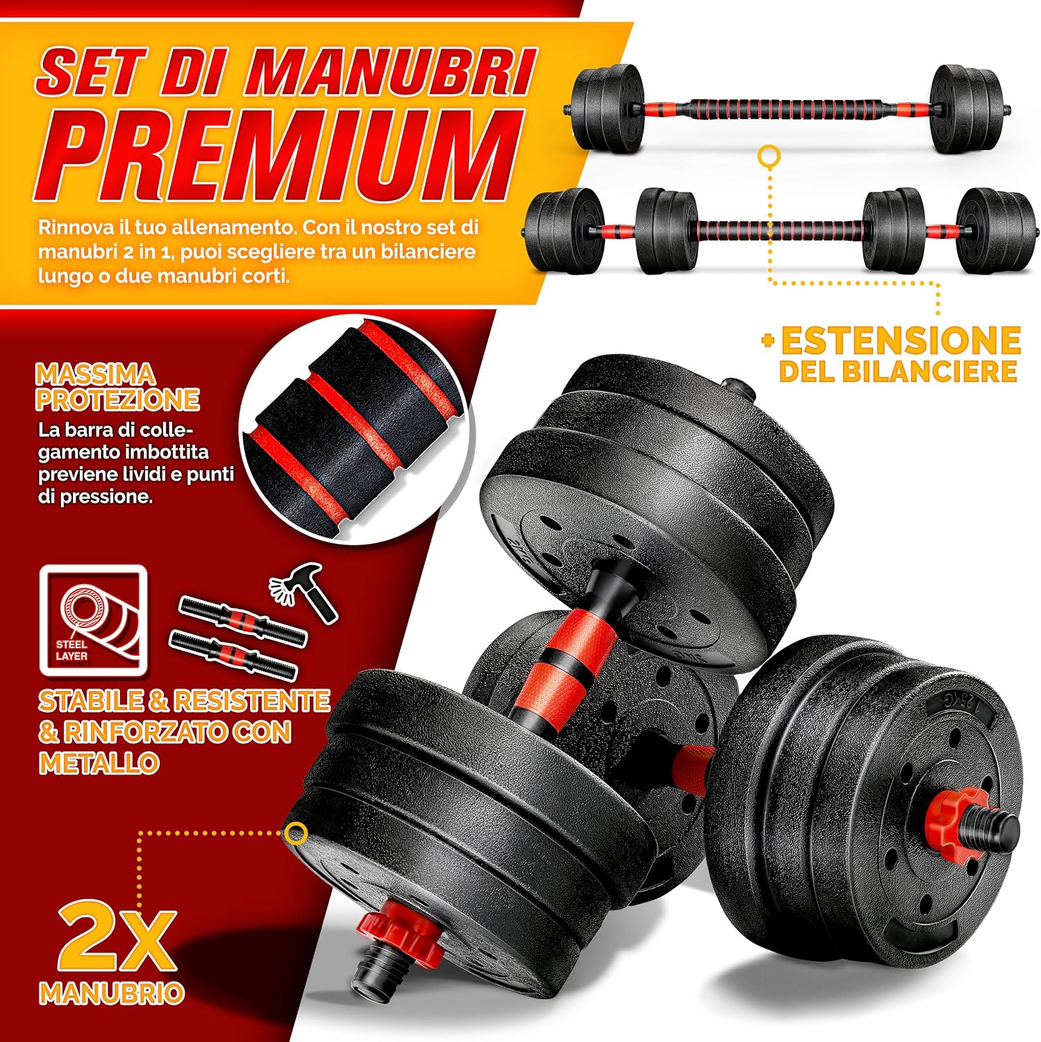 Thumbnail 1 de RE:SPORT Set di manubri 2 in 1 15-40kg