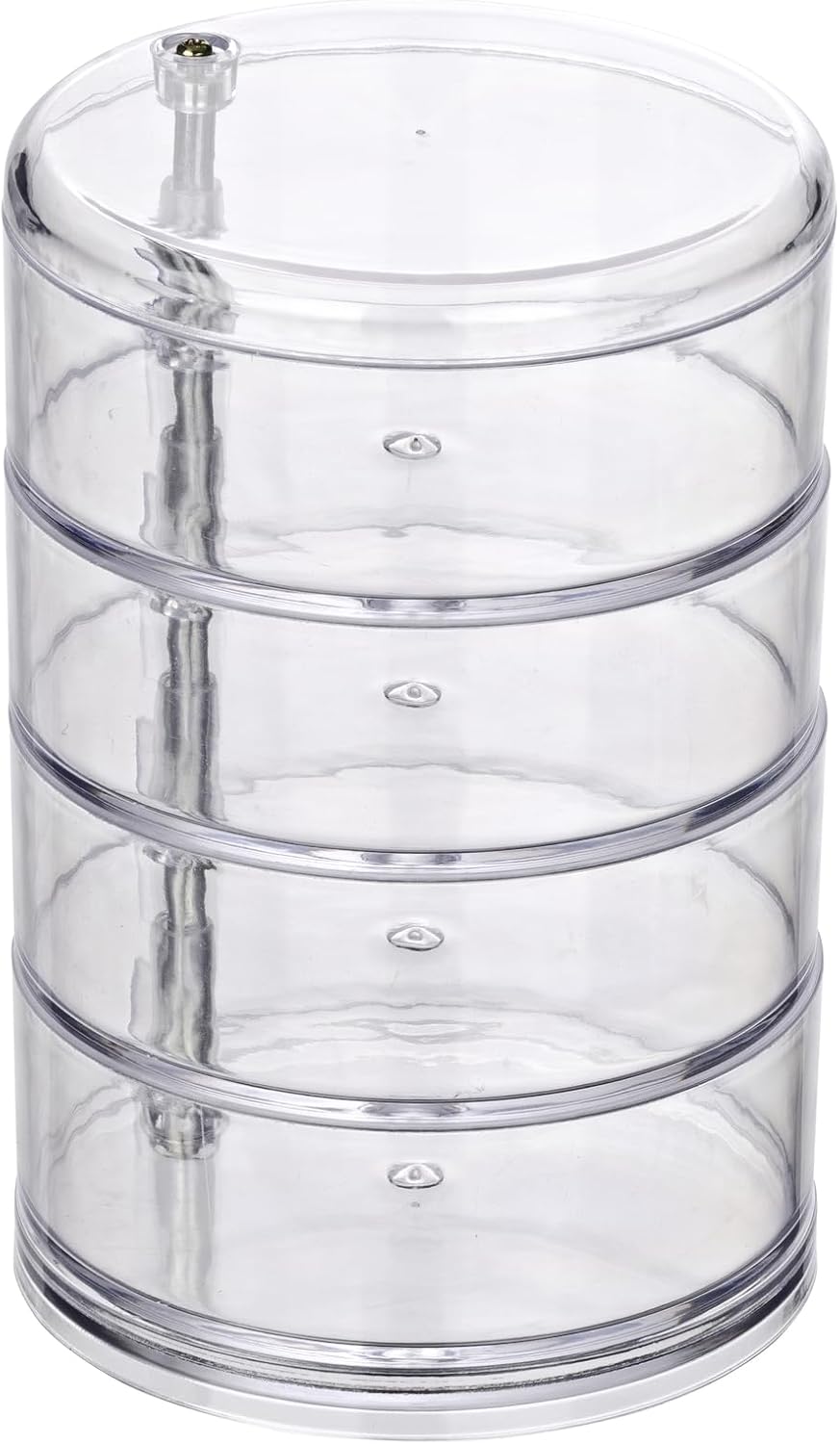 Detalle de WENKO Organiseur Salle de Bain – Boîte ronde en acrylique, 4 compartiments, Ø11,5 cm
