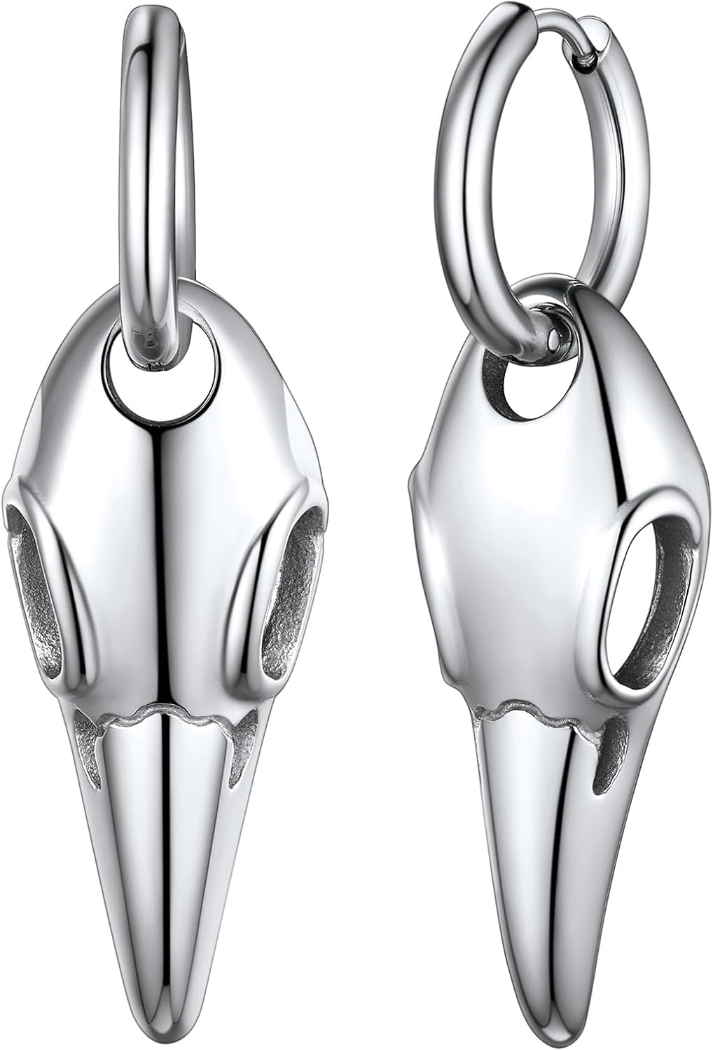 Detalle de FaithHeart Boucles d'oreilles Homme Crâne de Corbeau en Acier Inoxydable - Ø12 mm