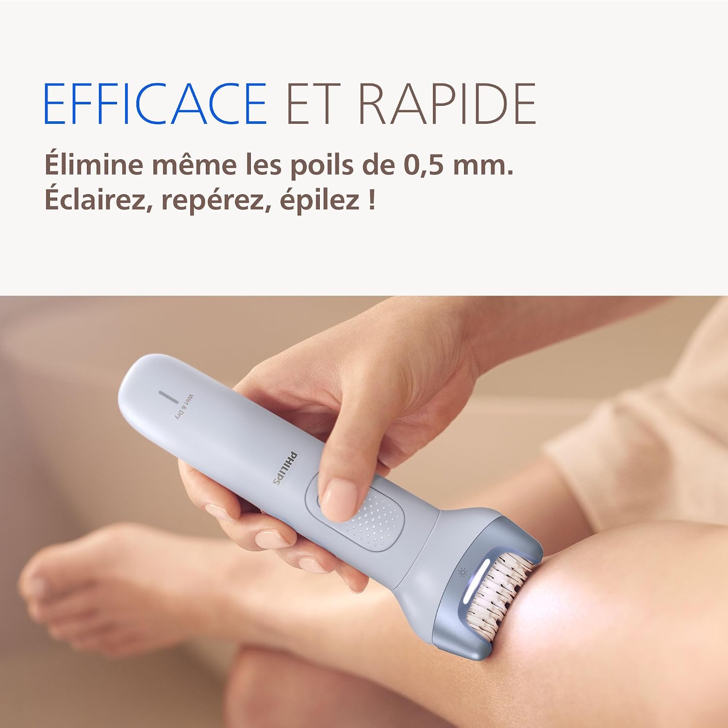 Detalle de Philips Épilateur série 8000 BRE709/00 – épilation sans fil efficace sur peau sèche ou humide