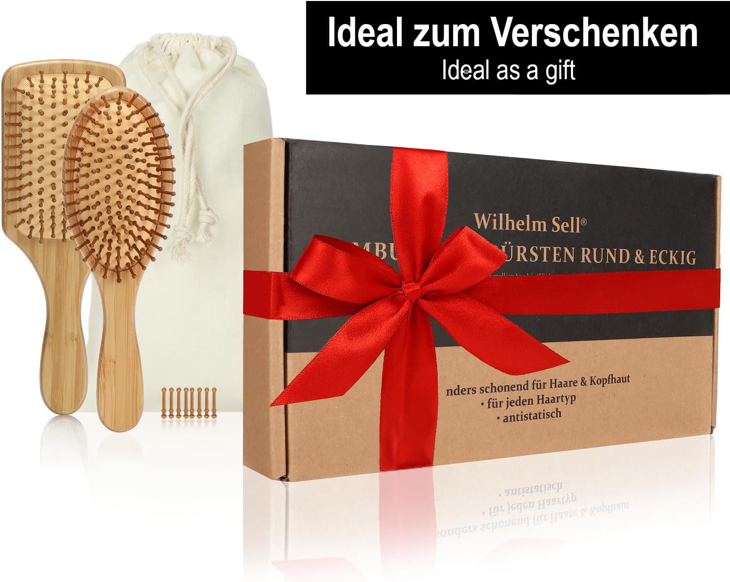 Thumbnail 4 de Wilhelm Sell Set da 2 spazzole in bambù con setole naturali – Spazzole ecologiche per capelli sani