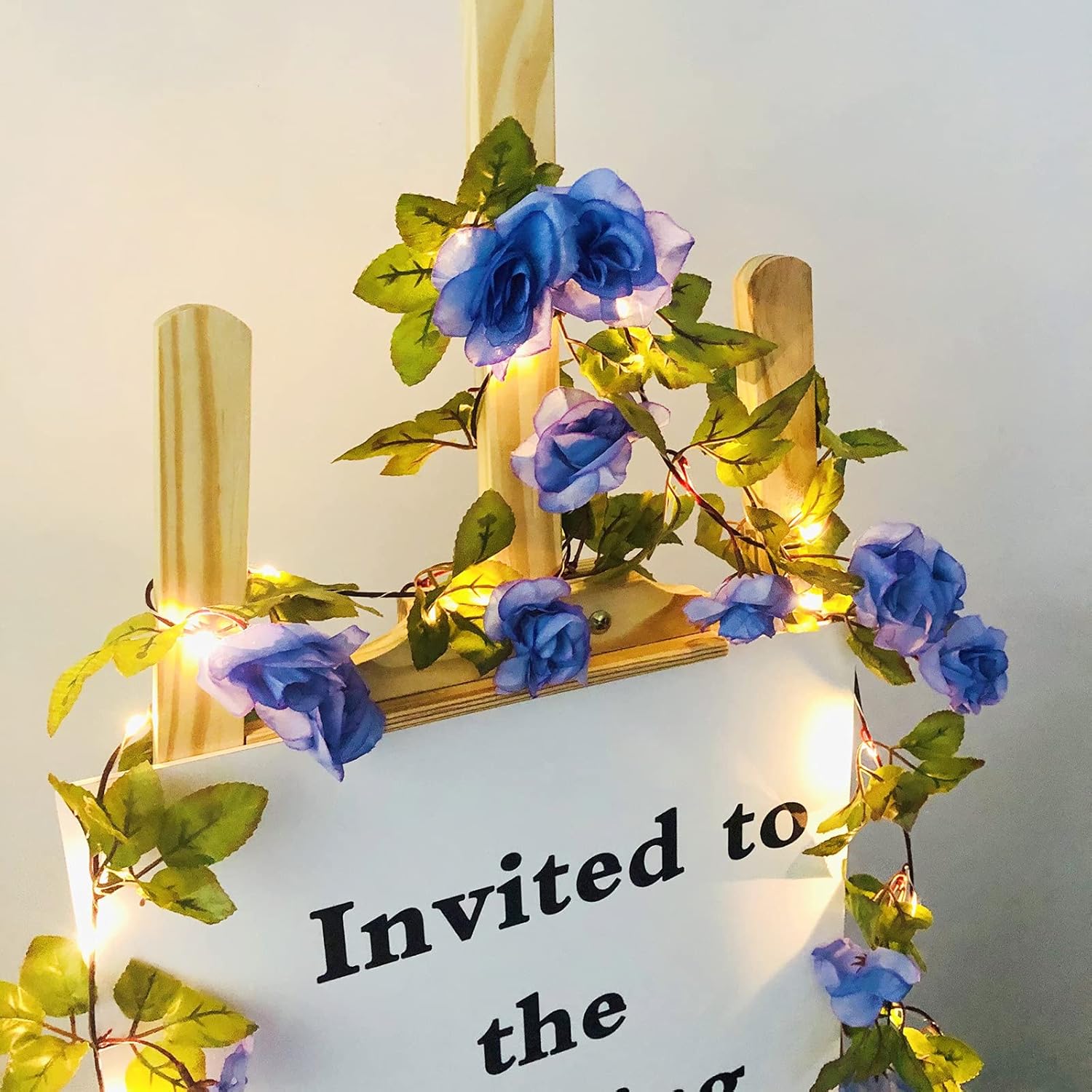 Thumbnail 4 de Riaxuebiy 7.5ft 20 LED Rose String Lights with 17-Head Ivy Garland – Blue