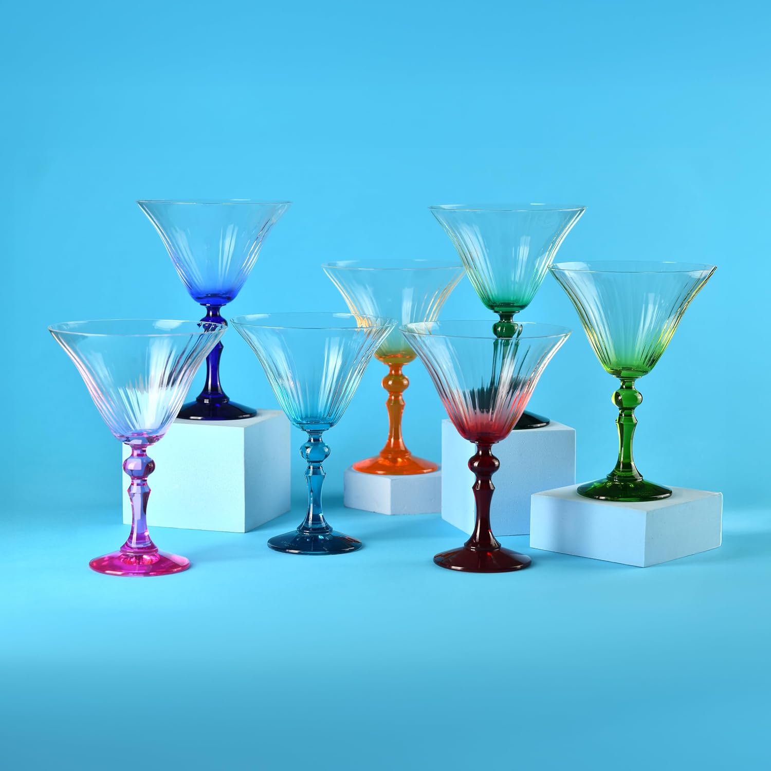 Detalle de KROSNO Bubble – kieliszki do martini i koktajli, zielona nóżka, 2 × 170 ml