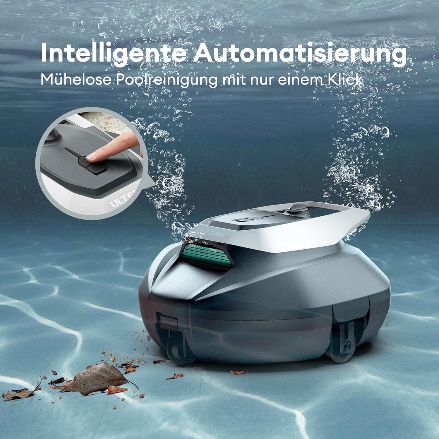 Detalle de Ultenic Pooleco 10s Poolroboter – Kabelloser Allround-Reiniger für bis zu 80 m²