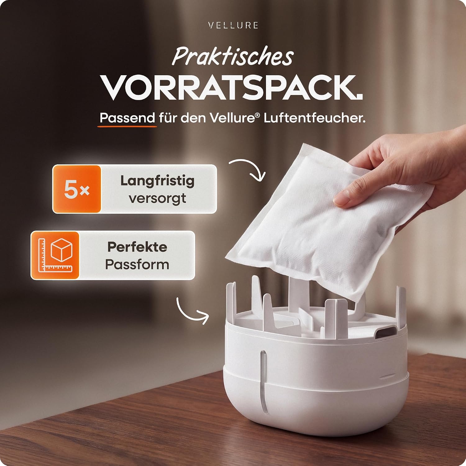 Thumbnail 1 de Vellure® 5x Luftentfeuchter Nachfüllpack 600g – Sparset für Räume bis 25 m²