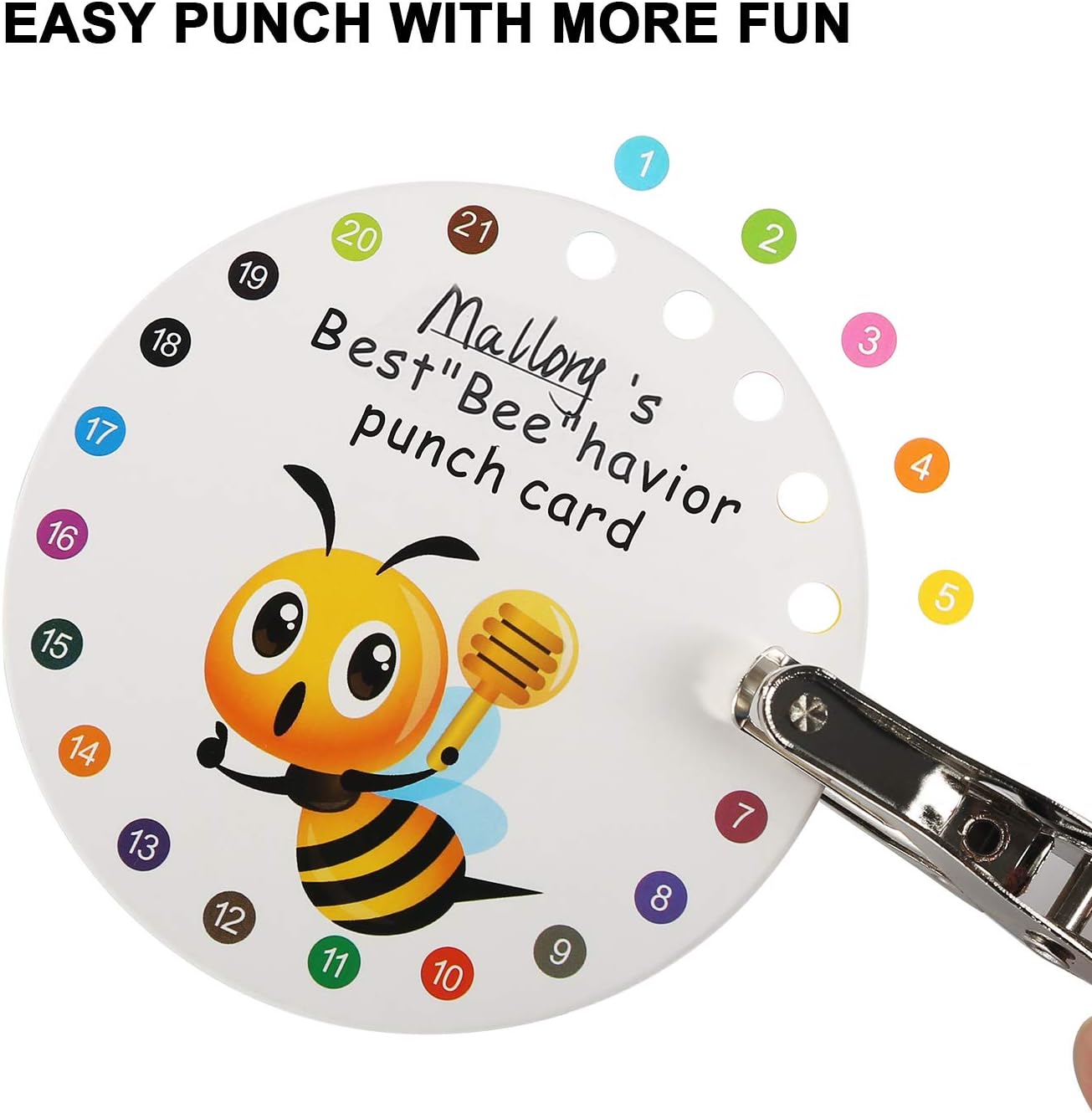 Detalle de ONEDONE 3.9-Inch Bee Reward Punch Cards, 100-Count with Hole Puncher