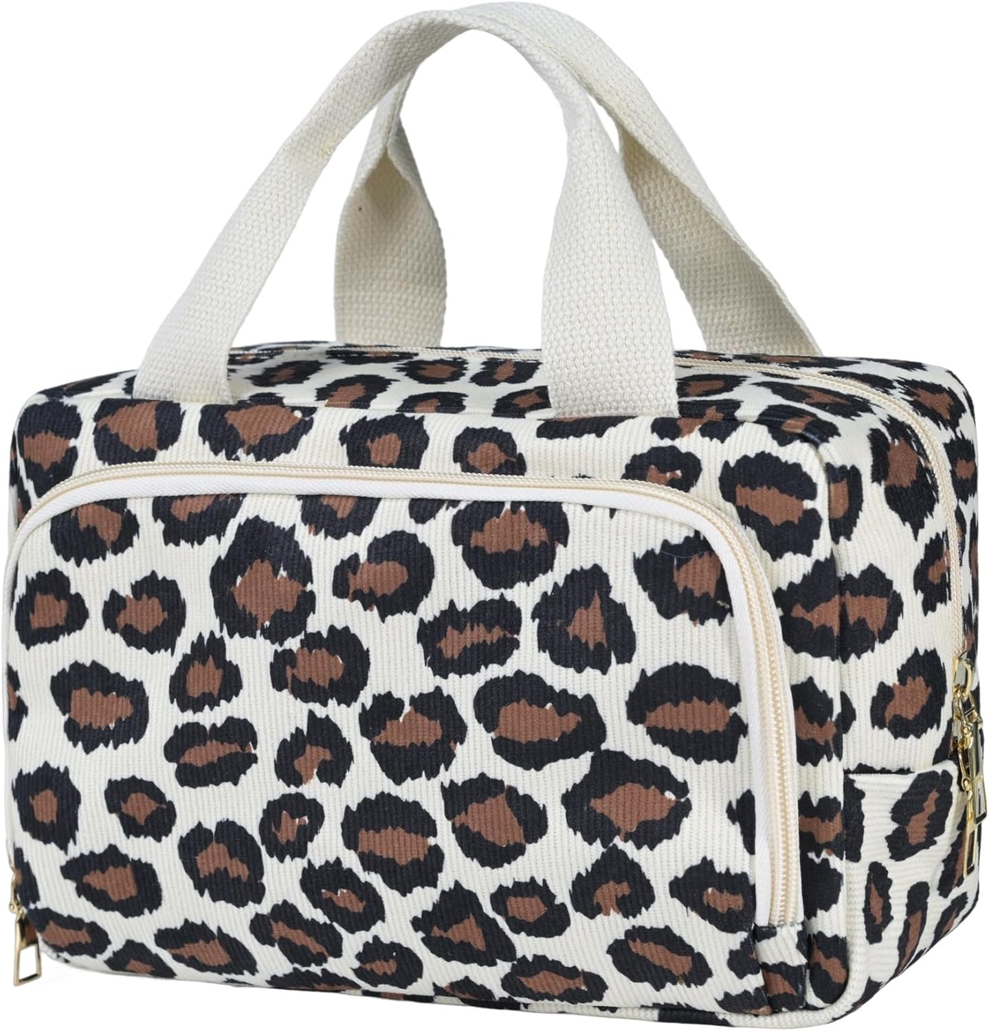 Detalle de Funtlend Kulturtasche Damen aus Cord mit Aufhängung – Kulturbeutel & Kosmetiktasche für Travel (25×9×16 cm)