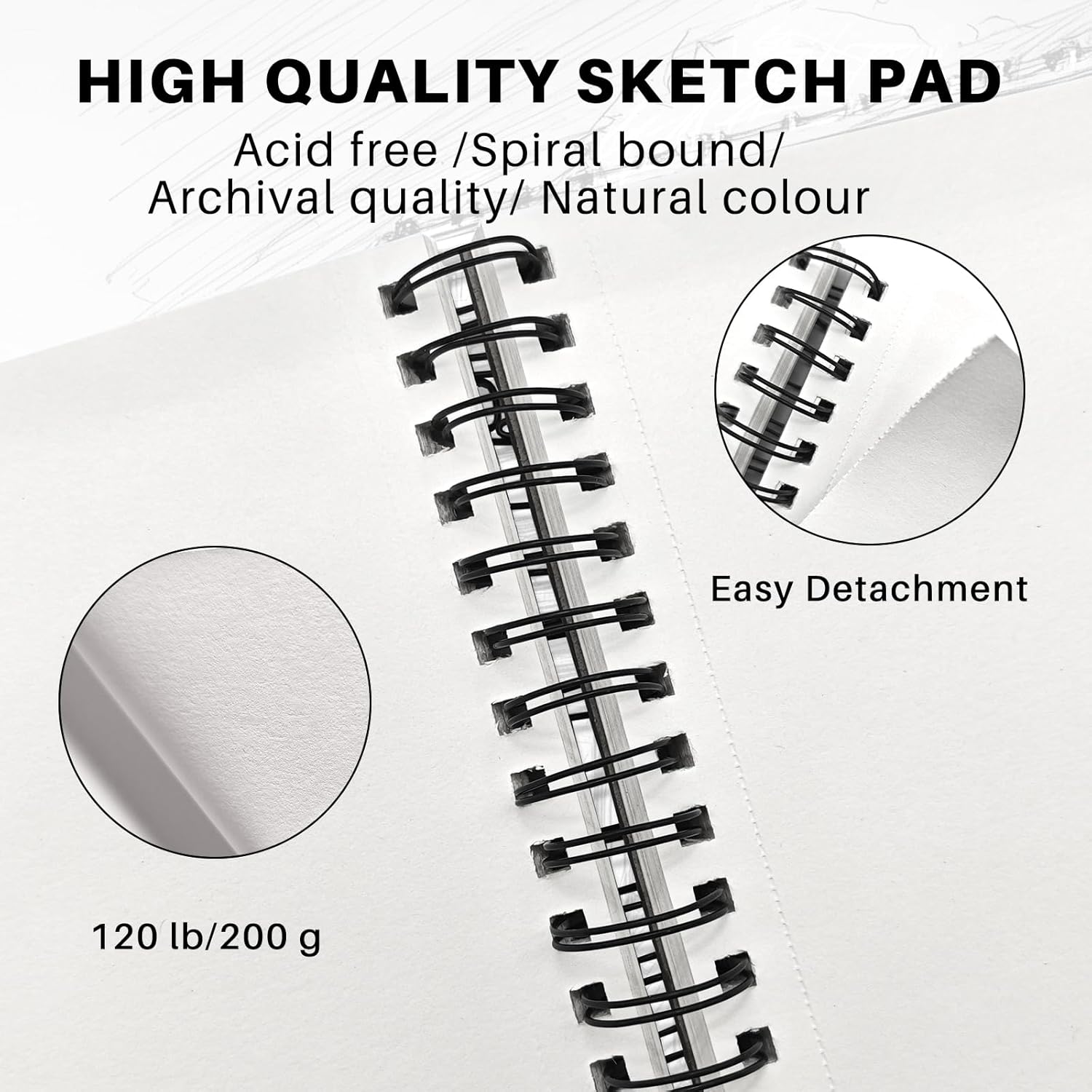 Thumbnail 2 de Artecho A4 Sketch Book (Hardcover, Spiral Bound) – 50 Sheets, 300gsm Thick Paper