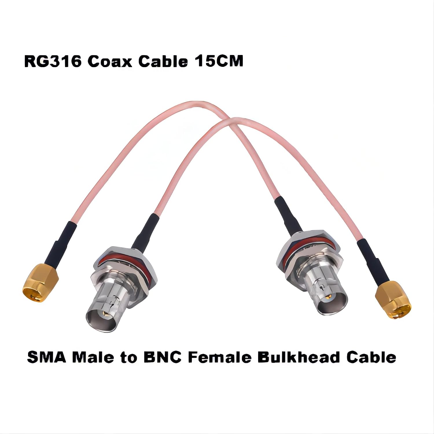 Detalle de urcianow RF Coaxial Cable 15CM BNC Female to SMA Male – 2 Pack Bulkhead Adapters
