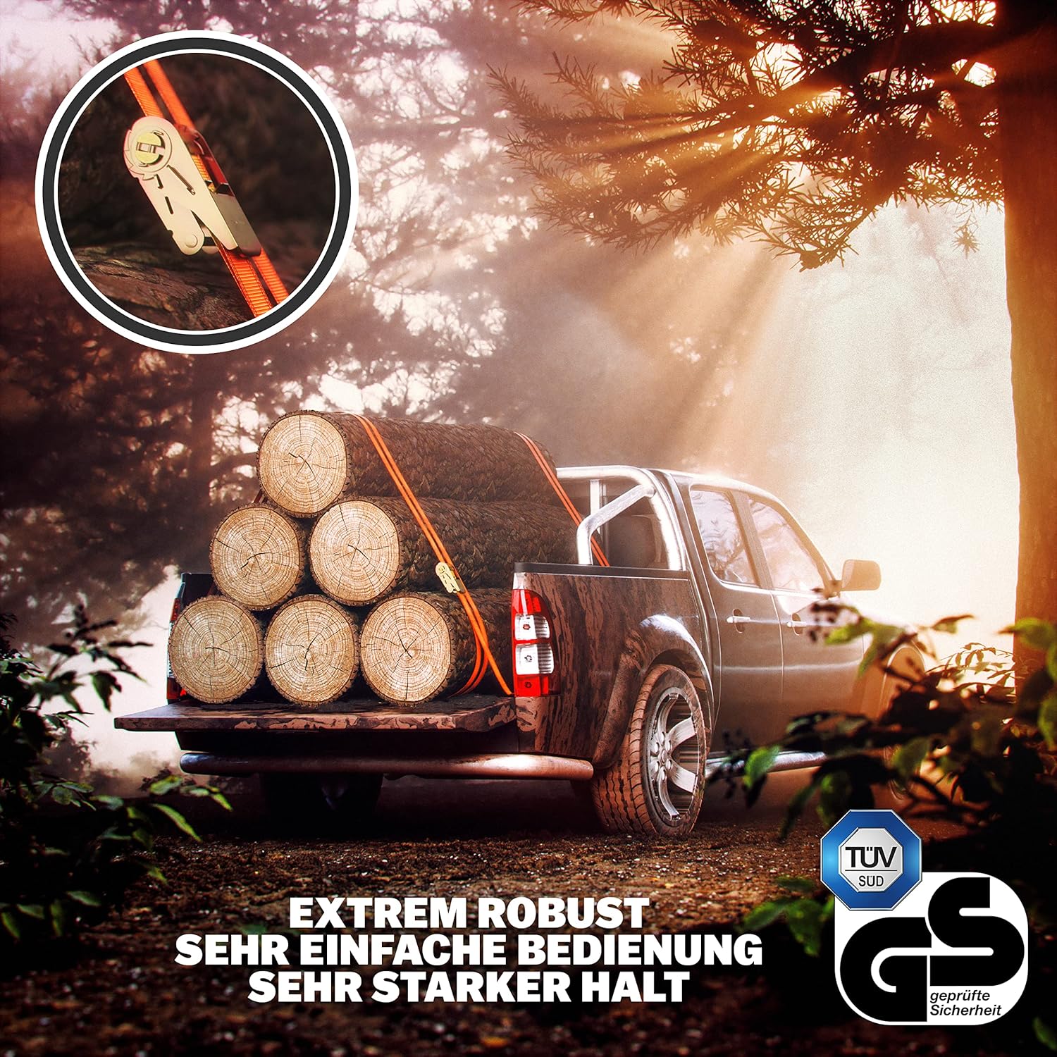 Thumbnail 6 de HELDENWERK 4-teiliges Spanngurt-Set mit Ratsche, Doppelnaht & Tüv/Gs-Zertifizierung (5 m)