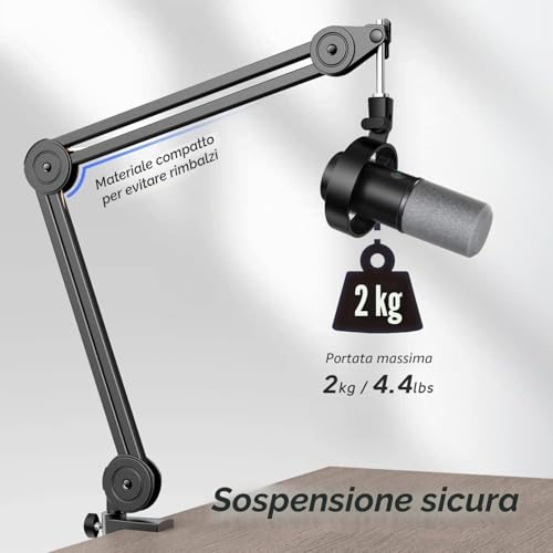 Detalle 2 de FIFINE Braccio per Microfono con Clip e Adattatore – Supporto regolabile professionale per AM8, K658, K688 e A8