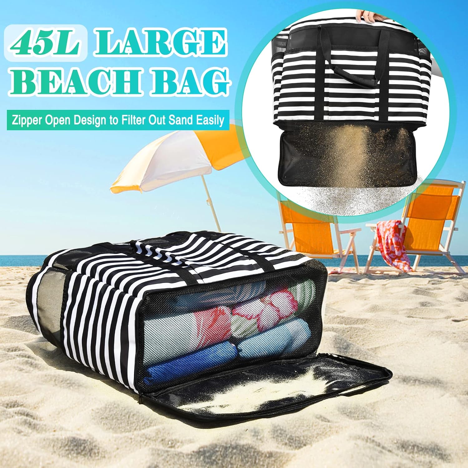Detalle 2 de JUYANO Strandtasche XXL 45L für Familie