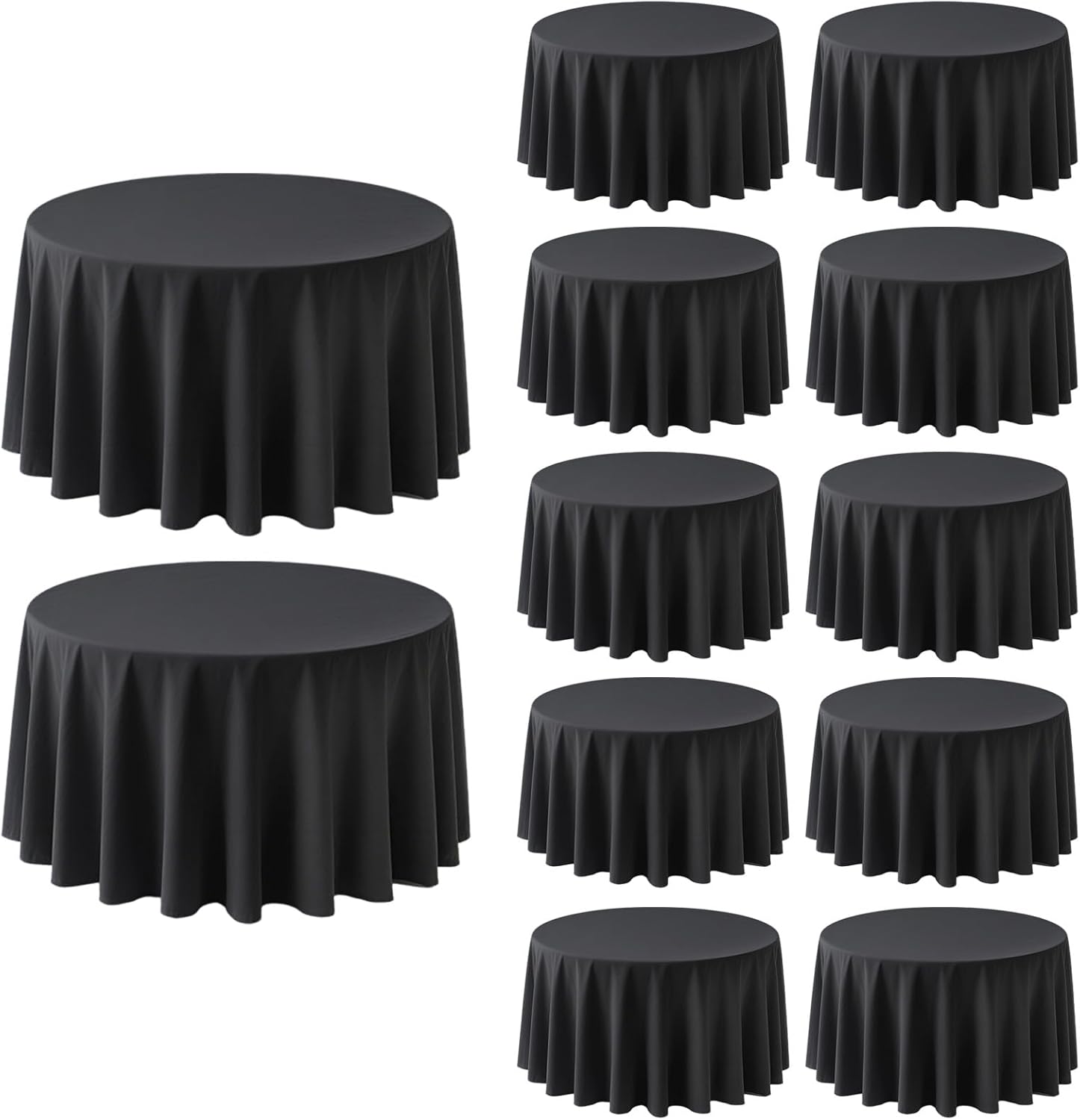 Detalle de 12 Pack Round Tablecloth 120 Inch in Black – RestfulGlow Premium Polyester, Wrinkle-Resistant & Seamless
