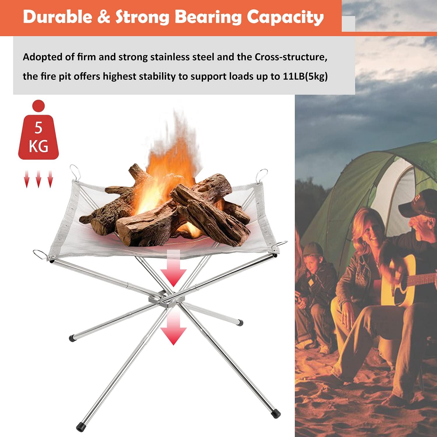 Detalle 2 de Portable Fire Pit Stainless Steel Foldable Fire Bowl