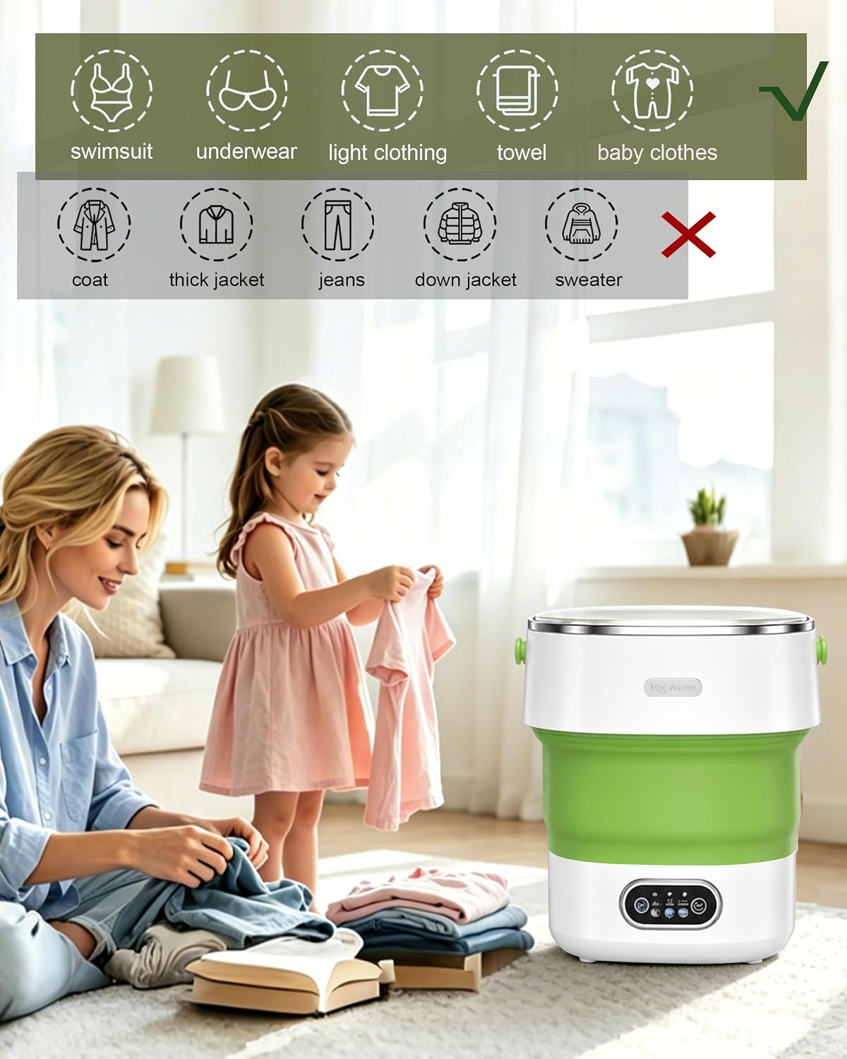 Detalle de Zeynor 20L Mini Portable Washing Machine, Foldable Top-Load Washer