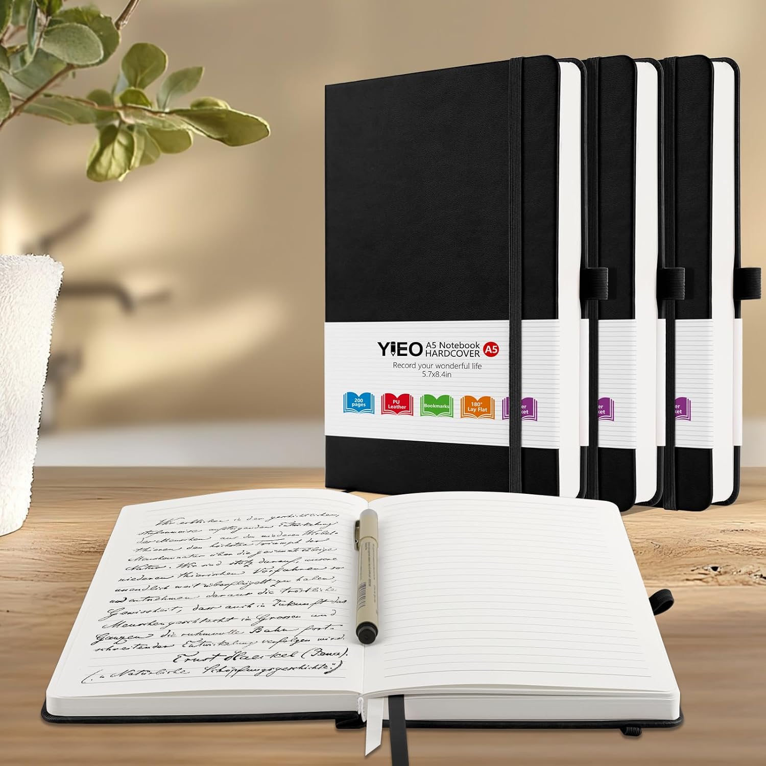 Detalle de A5 Lined Notebook 3 Pack, 200 pages