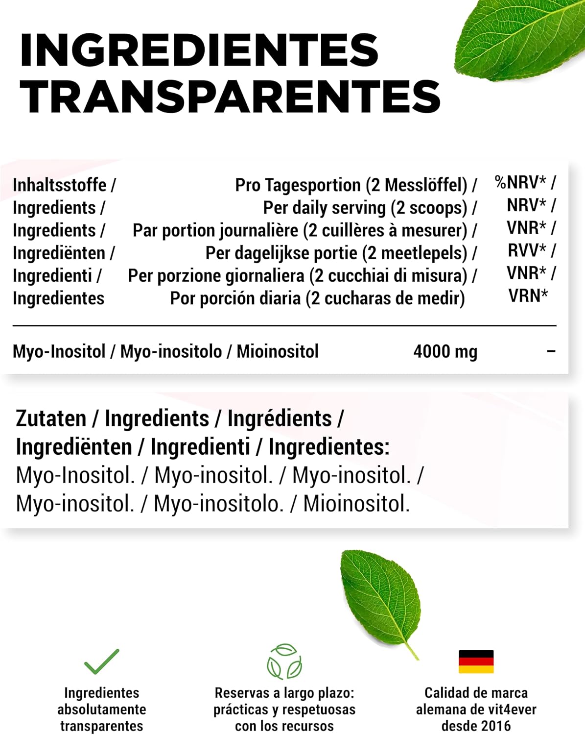 Thumbnail 4 de Vit4ever Inositol Pure 300 g 4000 mg