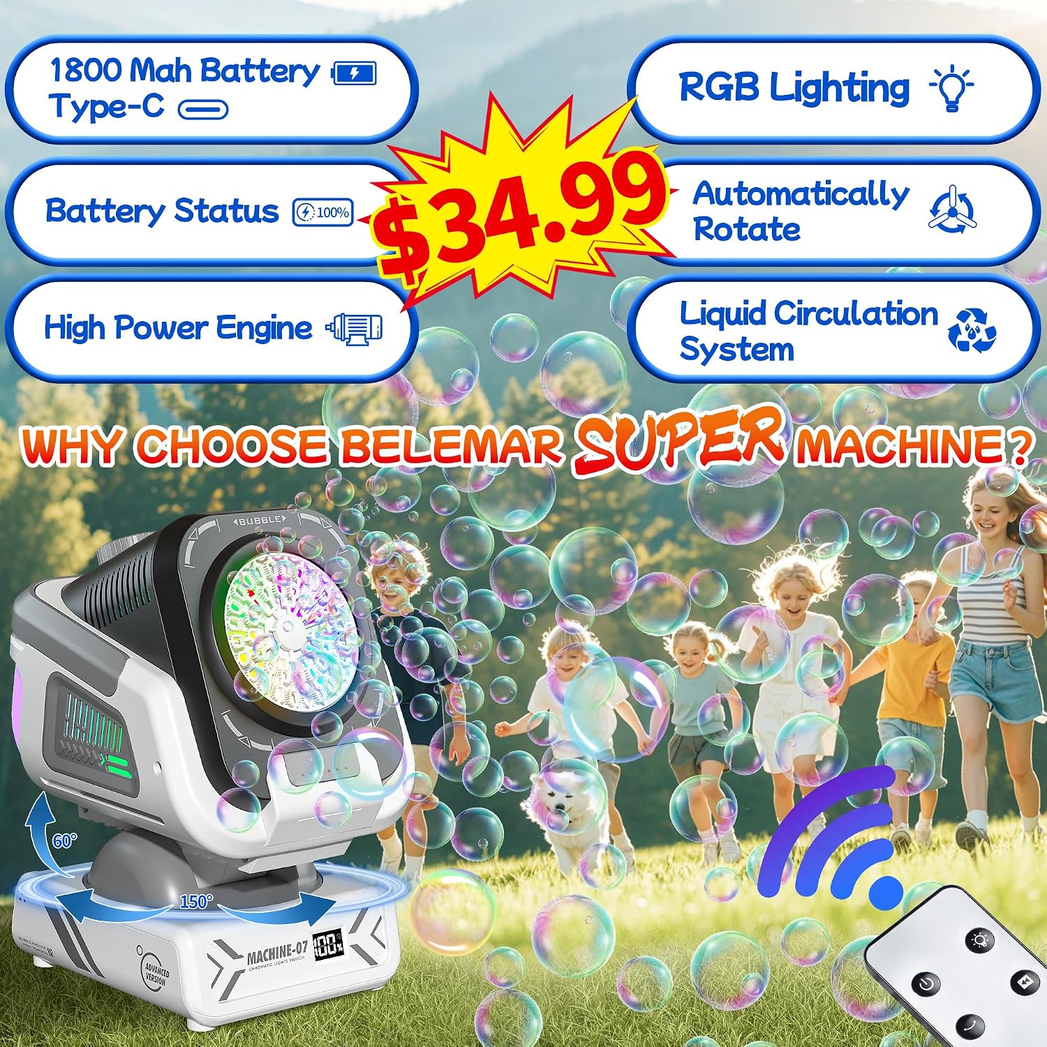 Detalle 2 de Belemar Upgraded Bubble Machine 1800mAh