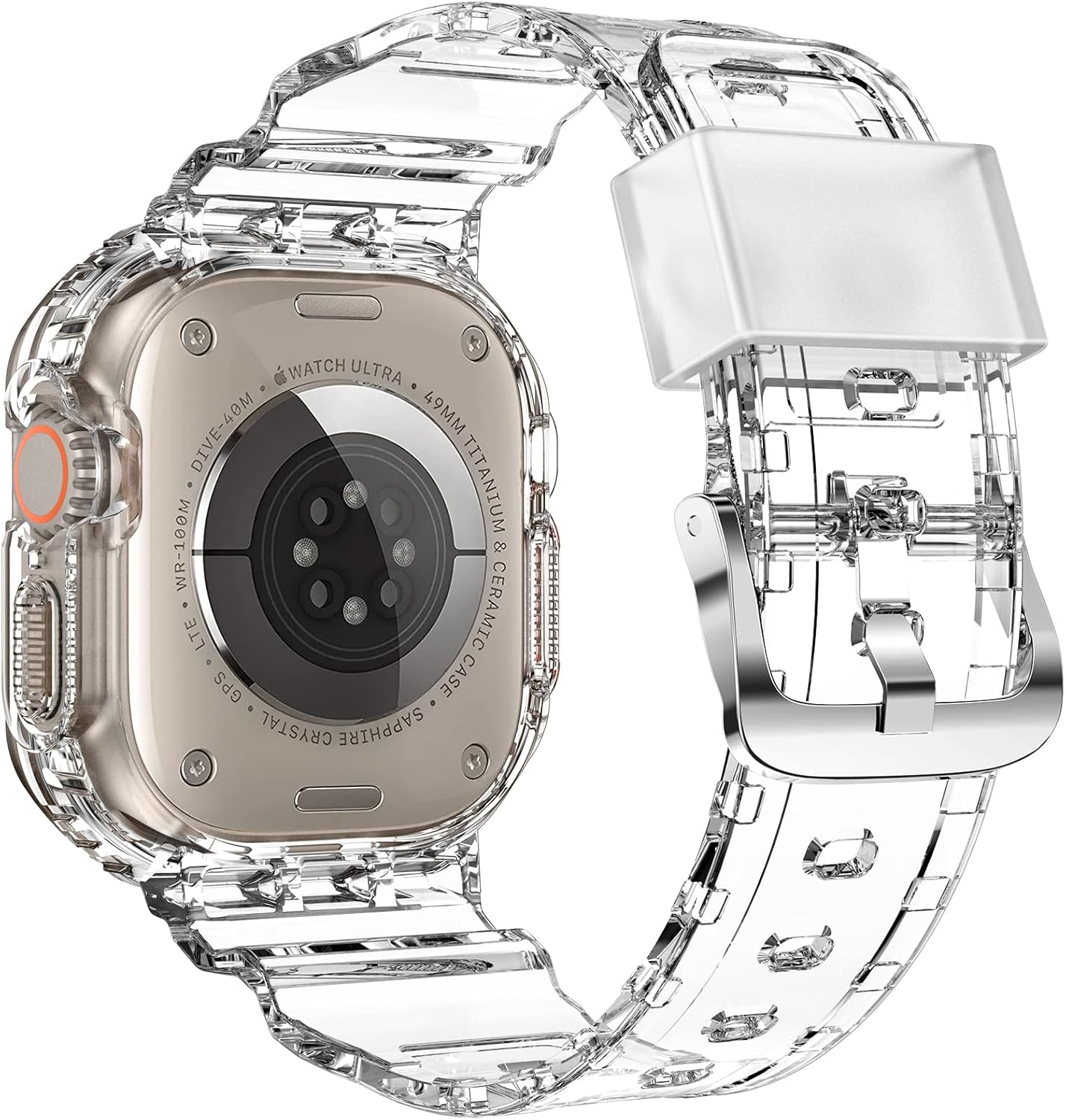 Thumbnail 1 de XYF Crystal Clear Apple Watch Ultra 3 Band (49mm) with Bumper Case, soft transparent TPU