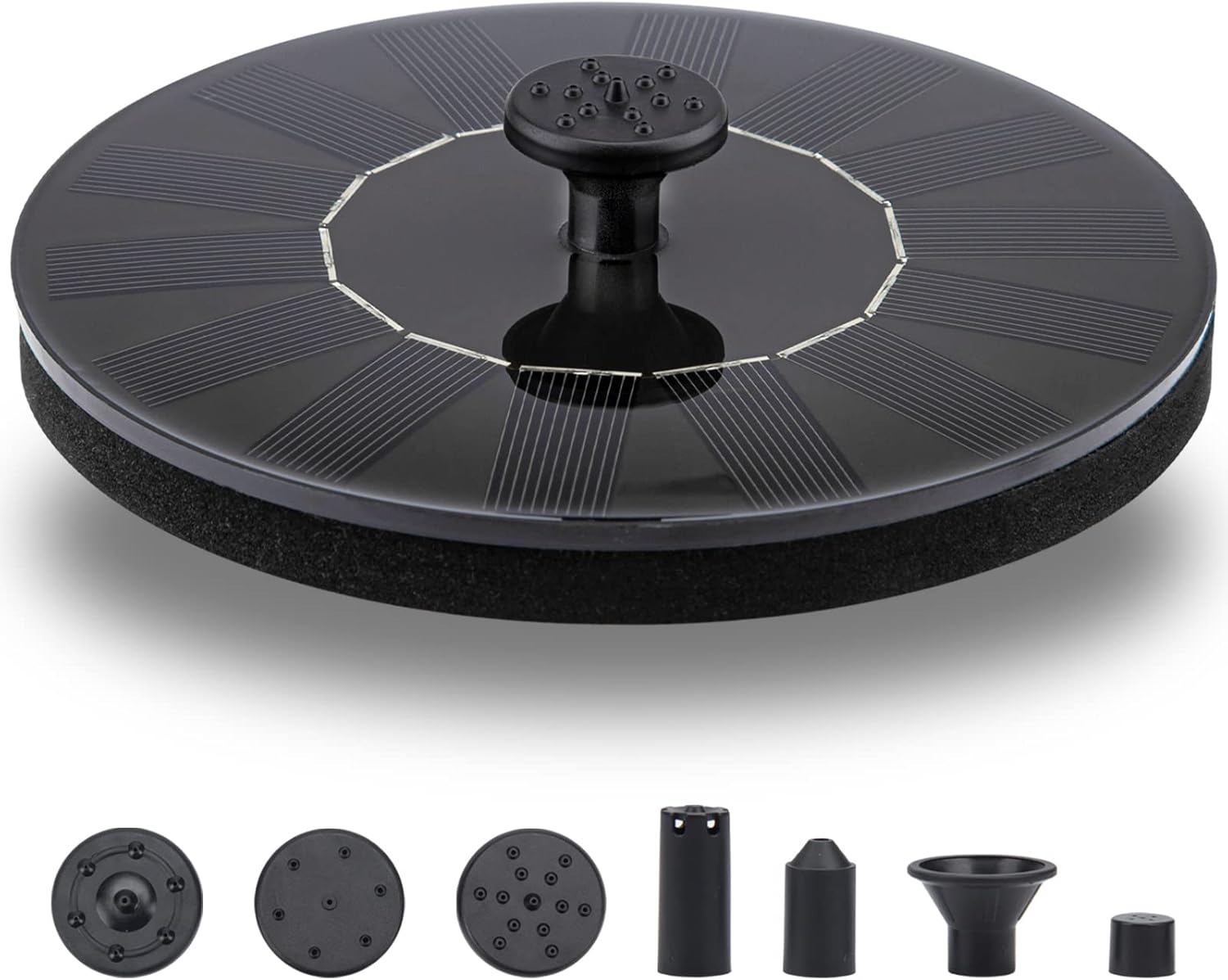 Detalle de LAWOHO Solar Fountain Pump 1.5W Submersible Kit with Panel and 4 Nozzles for Bird Baths and Small Ponds