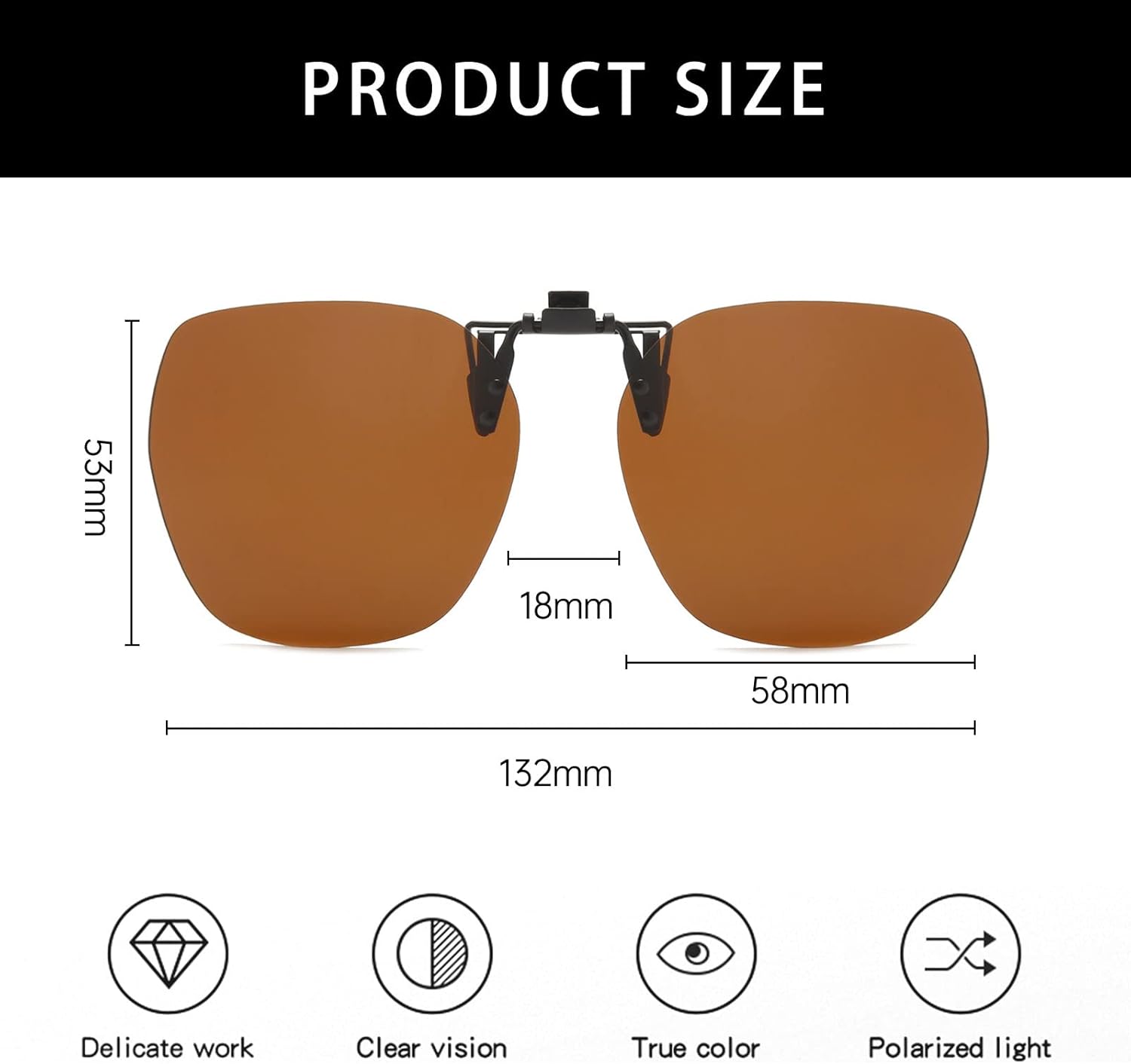 Thumbnail 1 de YAMEIZE Polarized Clip on Sunglasses Round – UV400 Flip Up Rimless Clip Ons