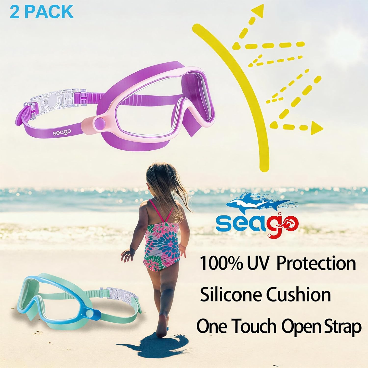 Thumbnail 4 de Seago Kids’ Swim Goggles for Ages 3–14, UV Protection, Anti-Fog, 180° View