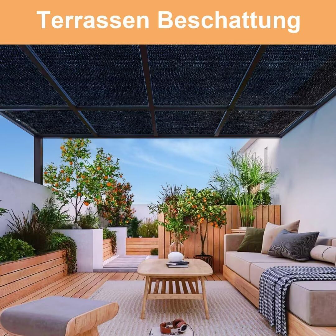 Detalle de Filet d’ombrage avec œillets 1 x 2 m noir – Protection solaire pour jardin, terrasse et extérieur
