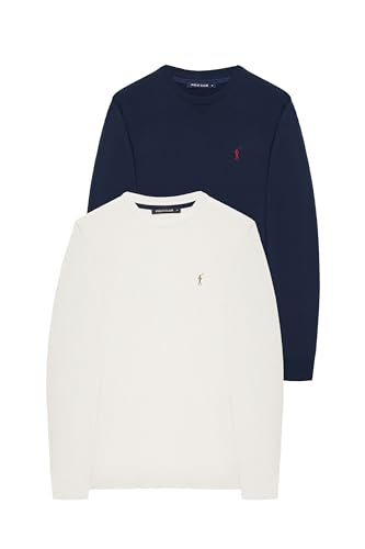 Detalle de Polo Club Confezione da 2 Maglioni Girocollo Uomo 100% Cotone – Set con Logo Ricamato