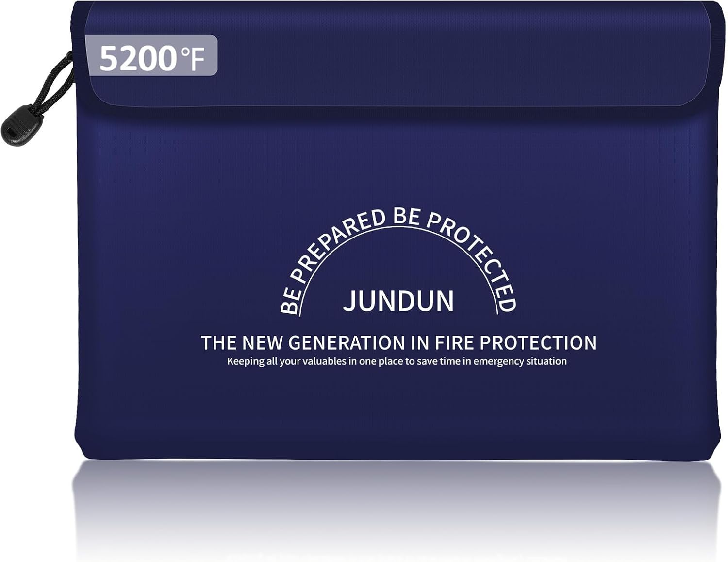 JUNDUN Feuerfeste Dokumententasche 5200℉ Wärmeisolierung, 36x26 cm – wasserdicht mit Reißverschluss (blau)