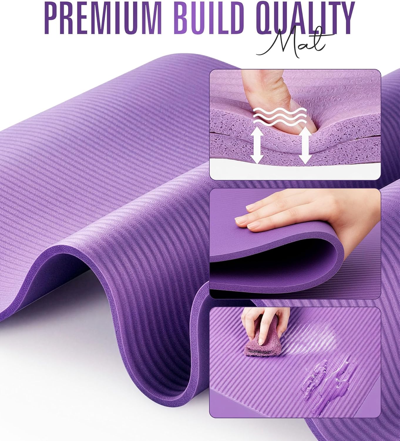 Thumbnail 3 de ROMIX Yoga Mat 15mm Thick Foam Exercise Mat – 183 x 60 cm, Non-Slip with Carry Bag