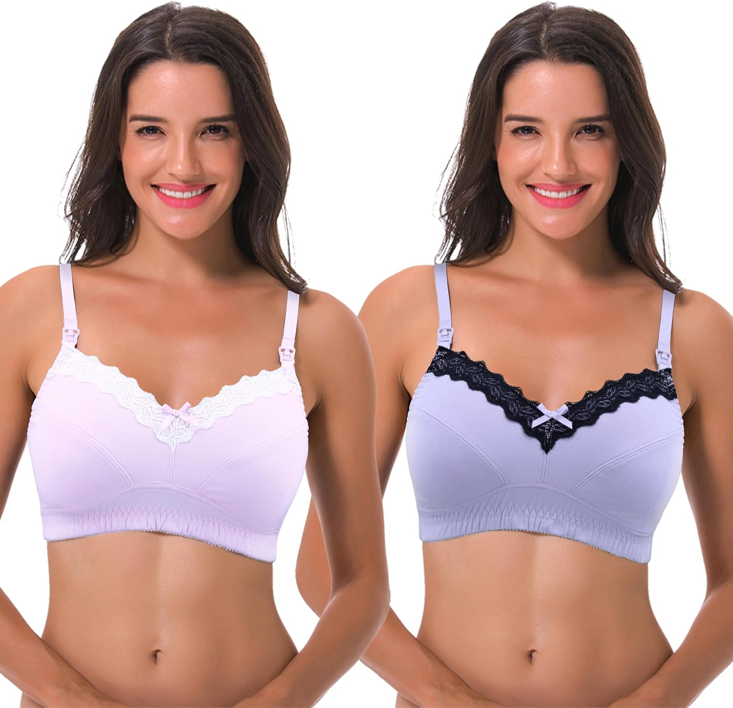 Curve Muse – Reggiseno allattamento in cotone, senza ferretto, bordo in pizzo
