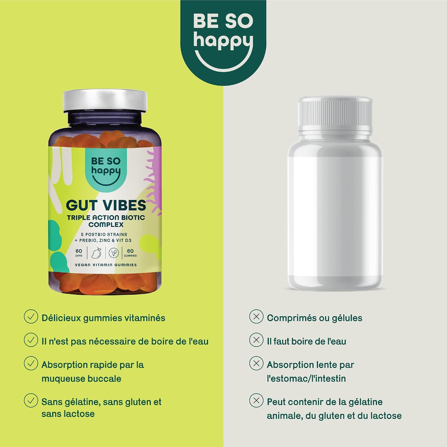 Thumbnail 6 de Prébiotiques et Postbiotiques Intestinaux – 60 Gummies vegan, sans gluten et sans lactose