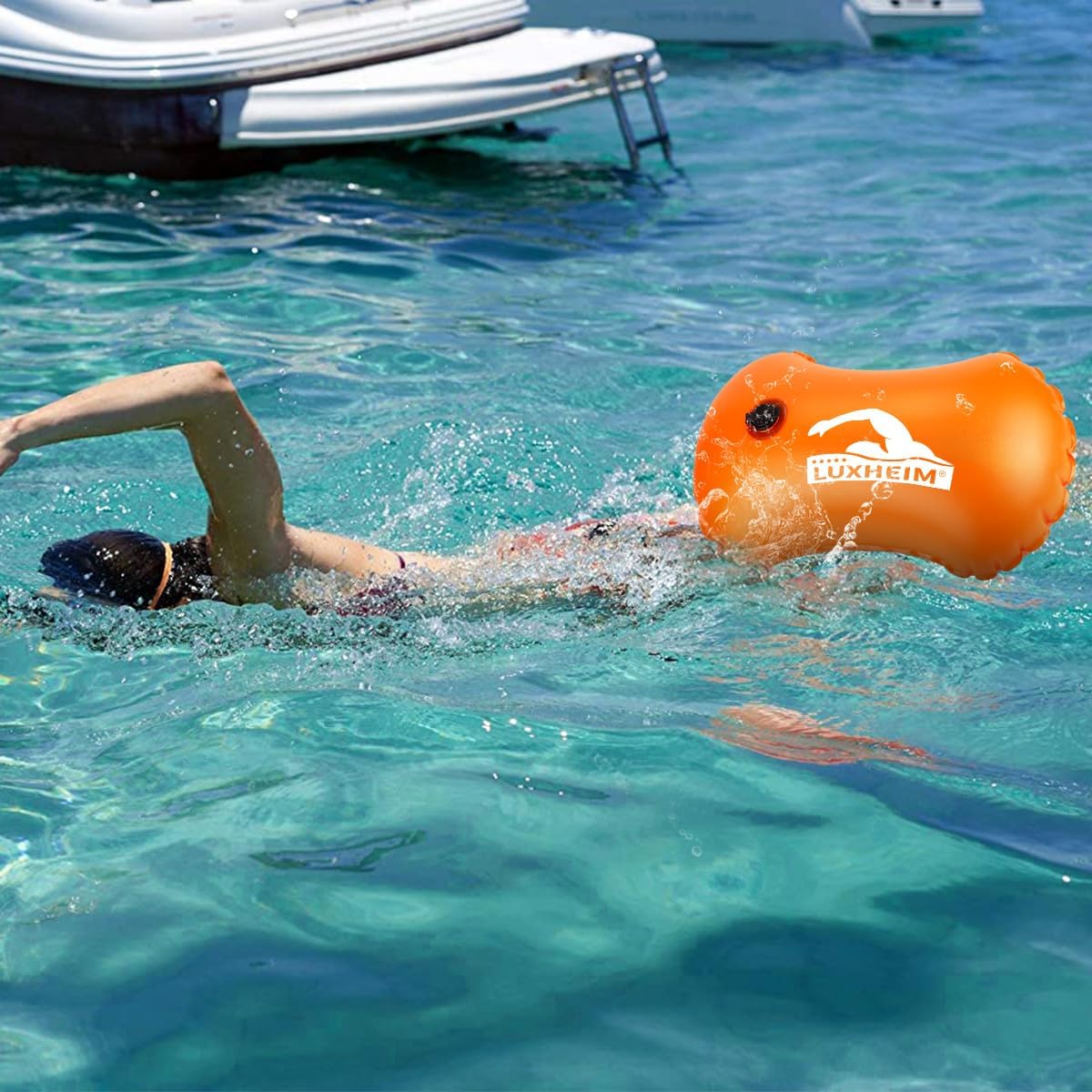 Thumbnail 1 de LUXHEIM 2er-Pack Schwimmboje Schleppschwimmer für Open Water – leuchtend, aufblasbar aus PVC
