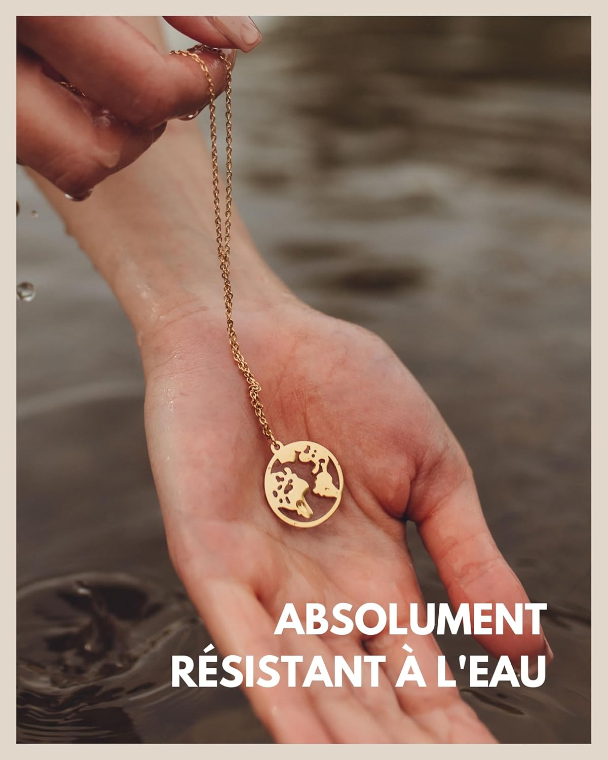 Thumbnail 3 de GD GOOD.designs EST. 2015 collier globe terrestre pour femme réglable en acier inoxydable, pendentif carte du monde