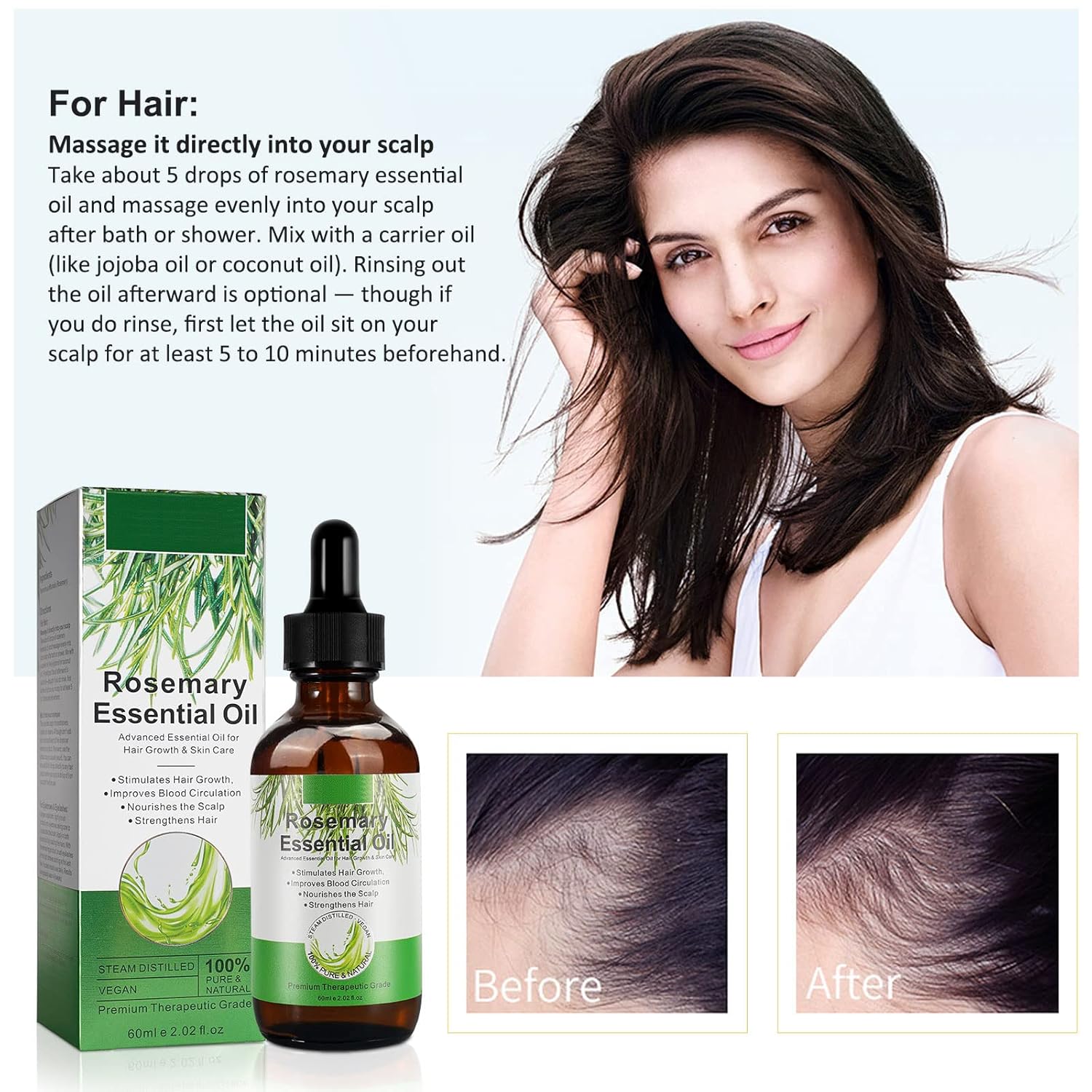 Thumbnail 6 de VXHDAG Rosmarinöl für Haarwachstum & Hautpflege – 100% reines ätherisches Rosmarinöl, 60 ml