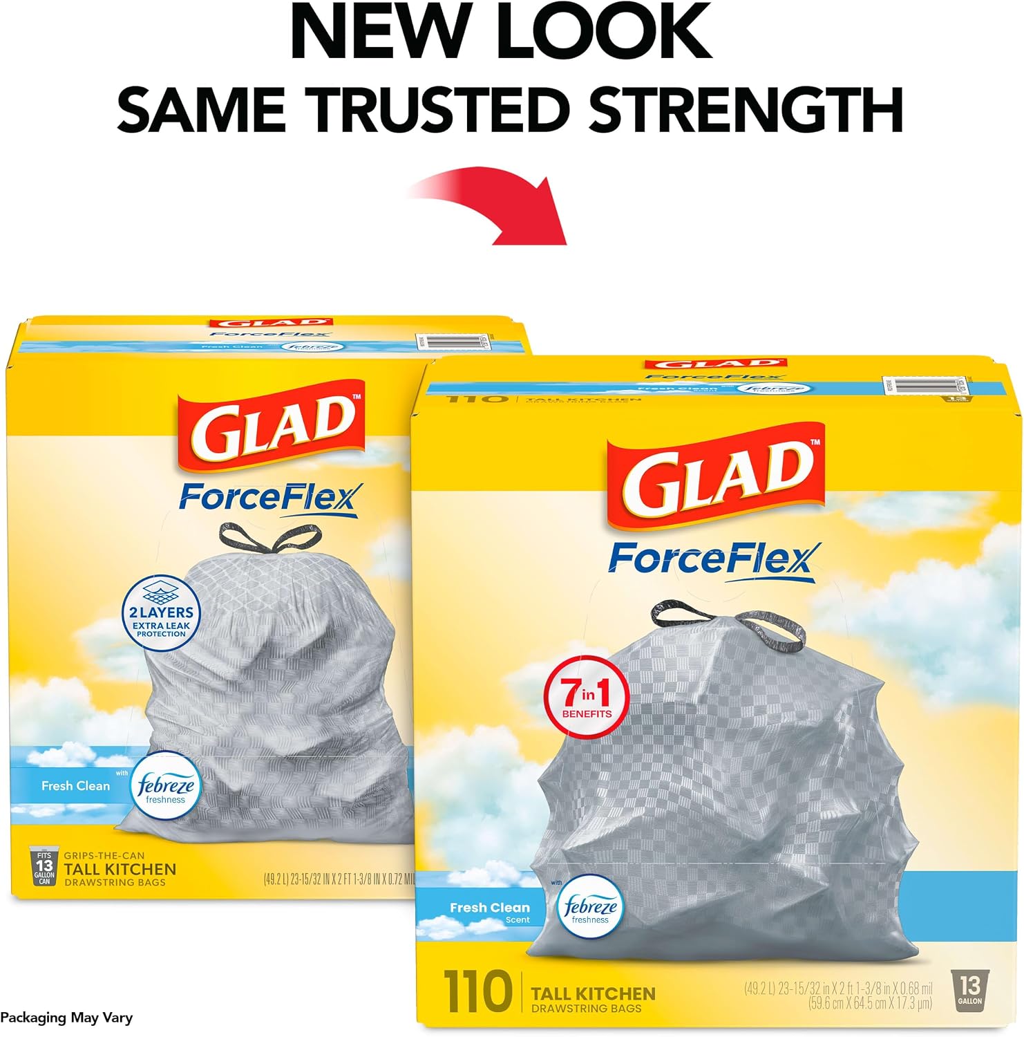 Detalle de Glad Tall Kitchen Drawstring Trash Bags - Odorshield 13 Gallon with Febreze Fresh Clean, 110 Count