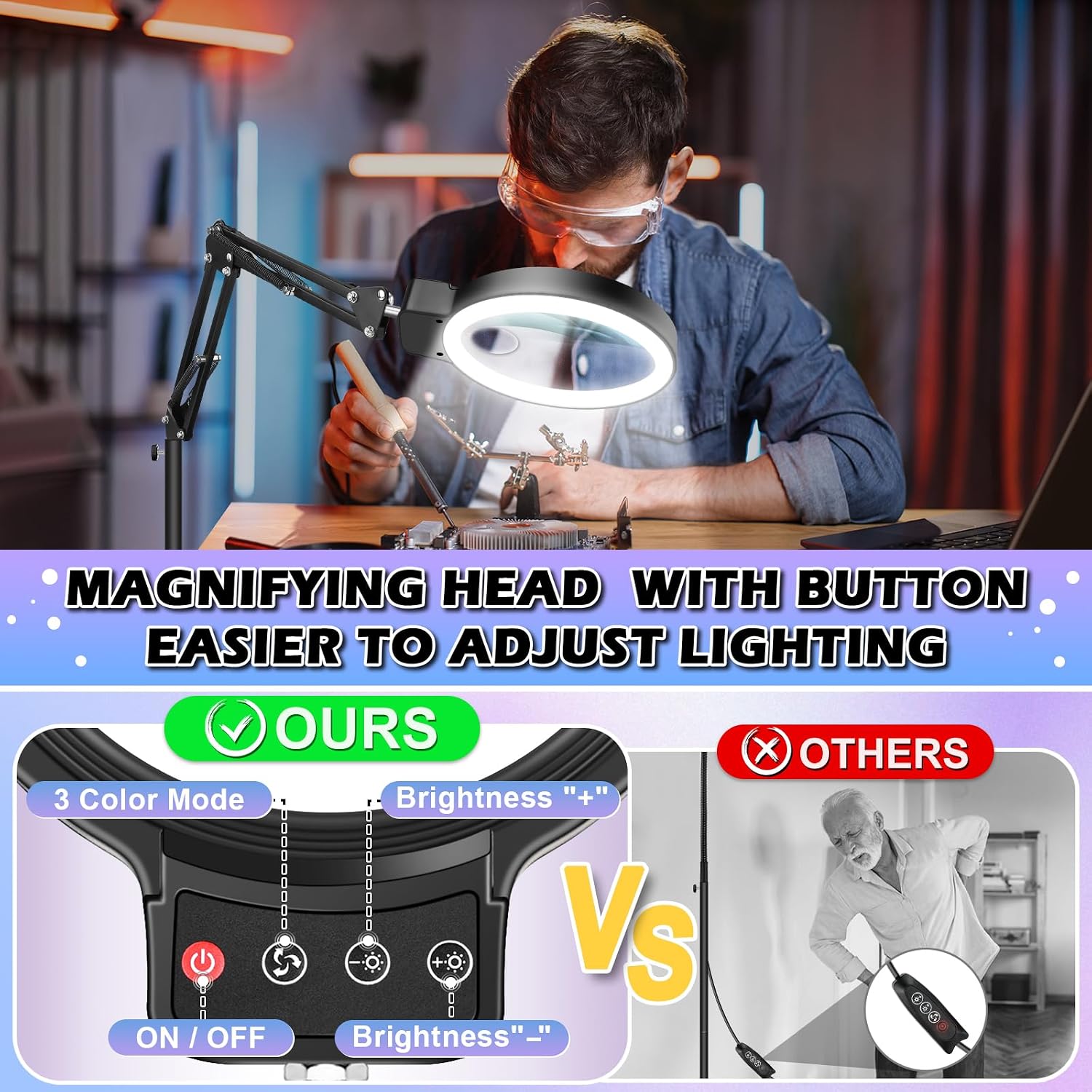 Detalle 1 de Floor Magnifying Lamp with 72 LEDs