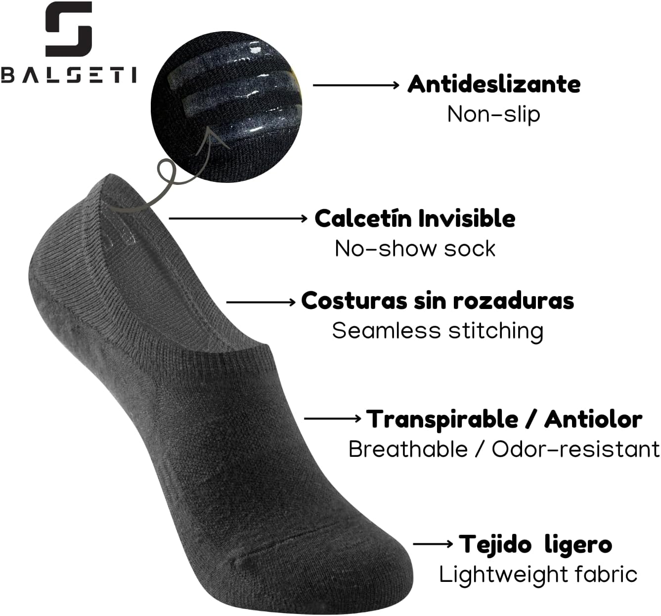Thumbnail 3 de Balseti Calcetines Invisibles Pinkies Unisex 6 pares