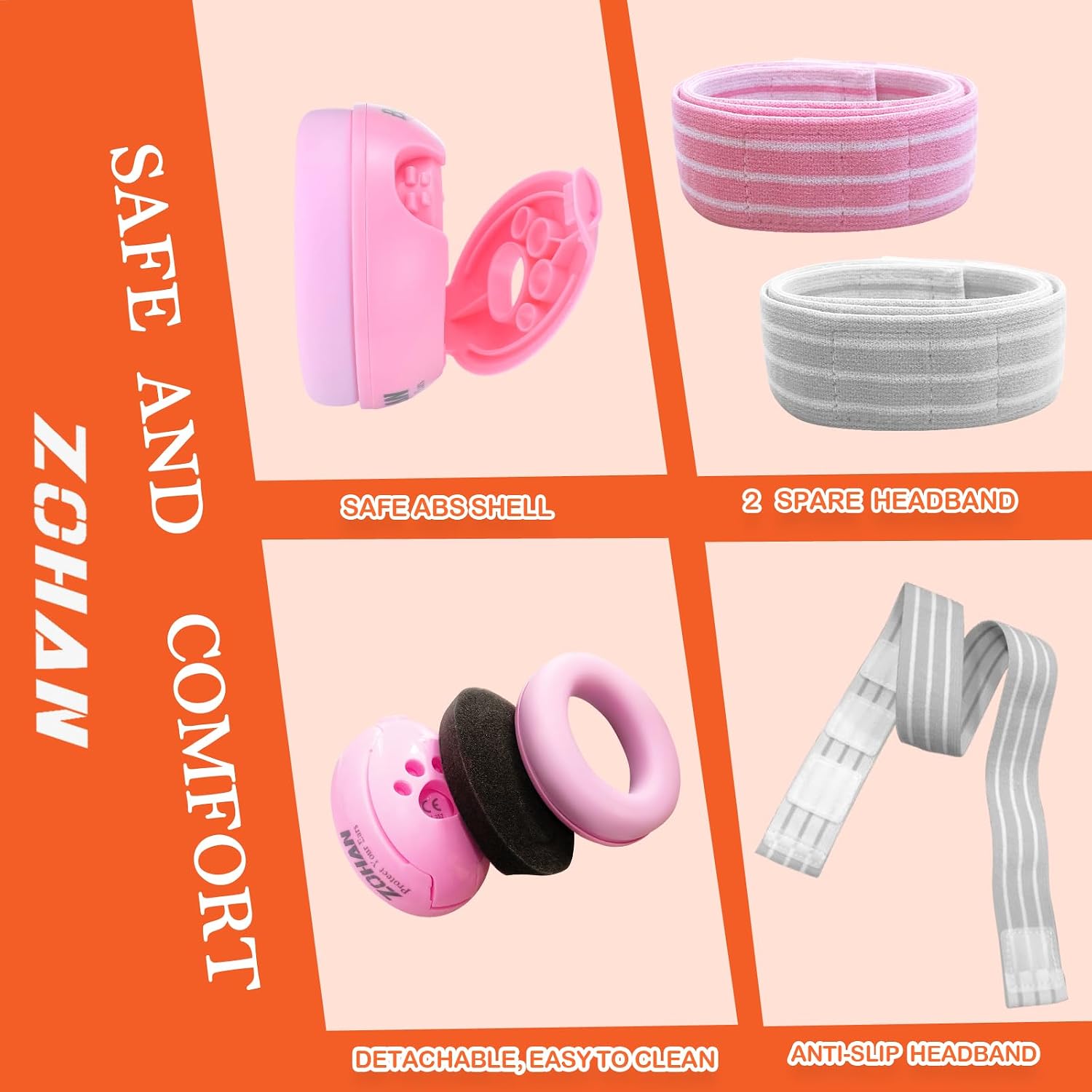 Thumbnail 3 de ZOHAN 001 Ear Defenders Baby 3-36 Months: Adjustable 23dB Noise Cancelling Earmuffs (Pink)