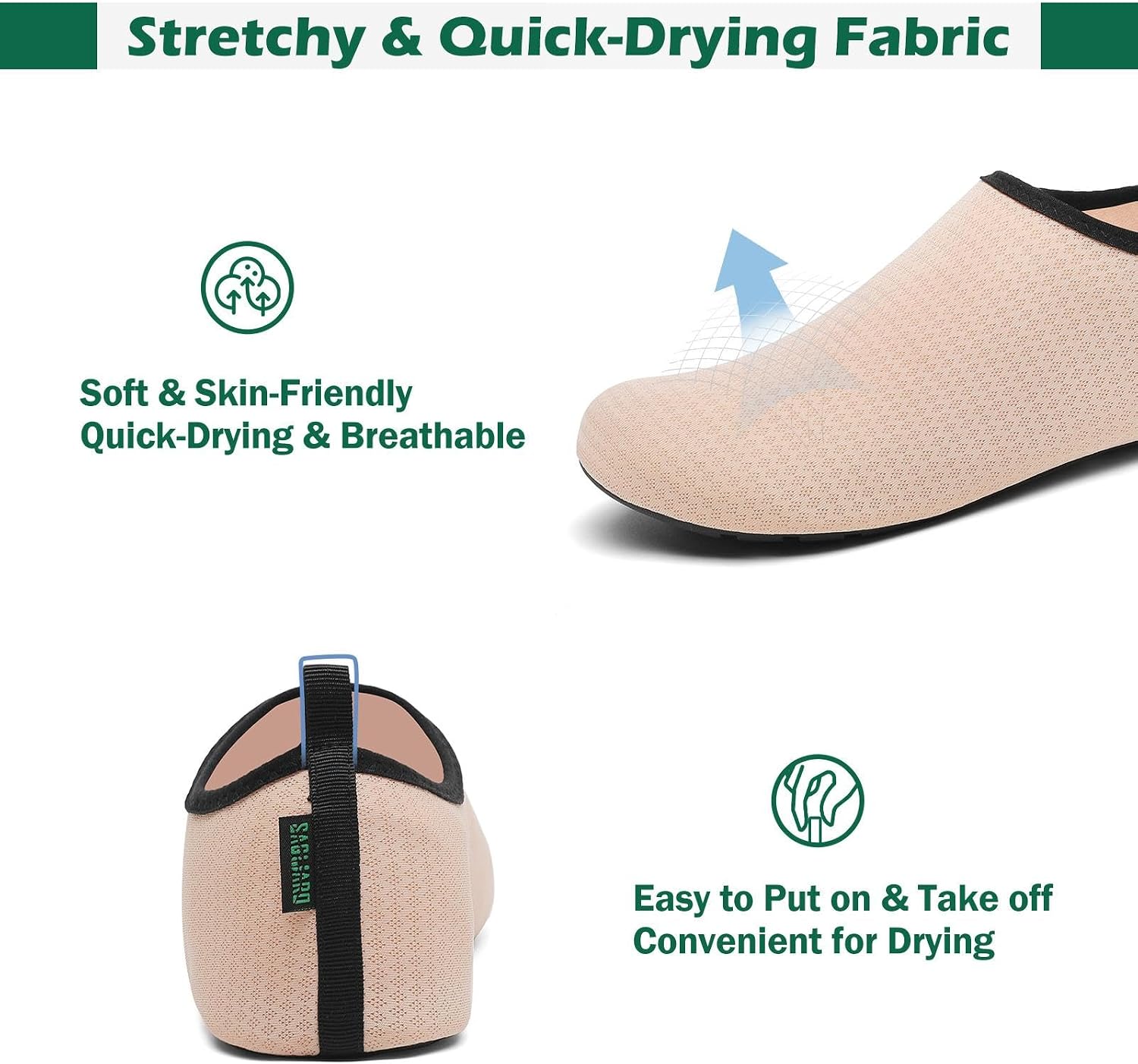 Detalle de SAGUARO 7 Drainagelöcher – Schnelltrocknende, rutschfeste Badeschuhe für Herren & Damen Gr.36–47