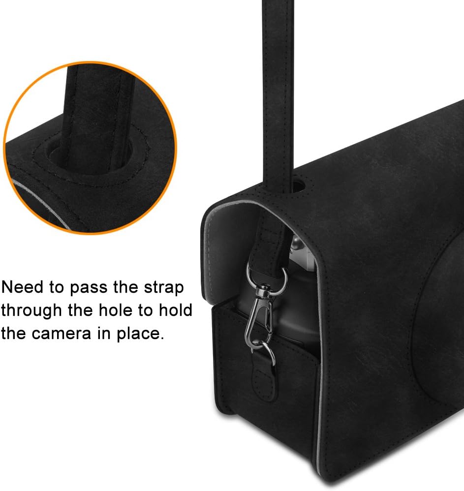 Detalle de FINTIE Schutzhülle für Fujifilm instax Wide 300 – Premium Kunstleder Tasche mit abnehmbarer Tragegurt