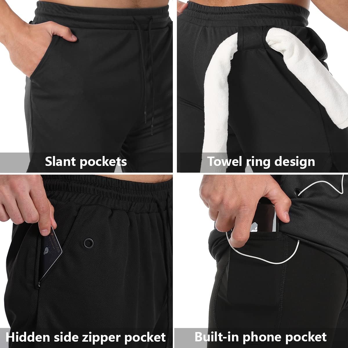 Detalle de JWJ Men's 2-in-1 Workout Shorts, 7-Inch Lightweight with Compression Liner