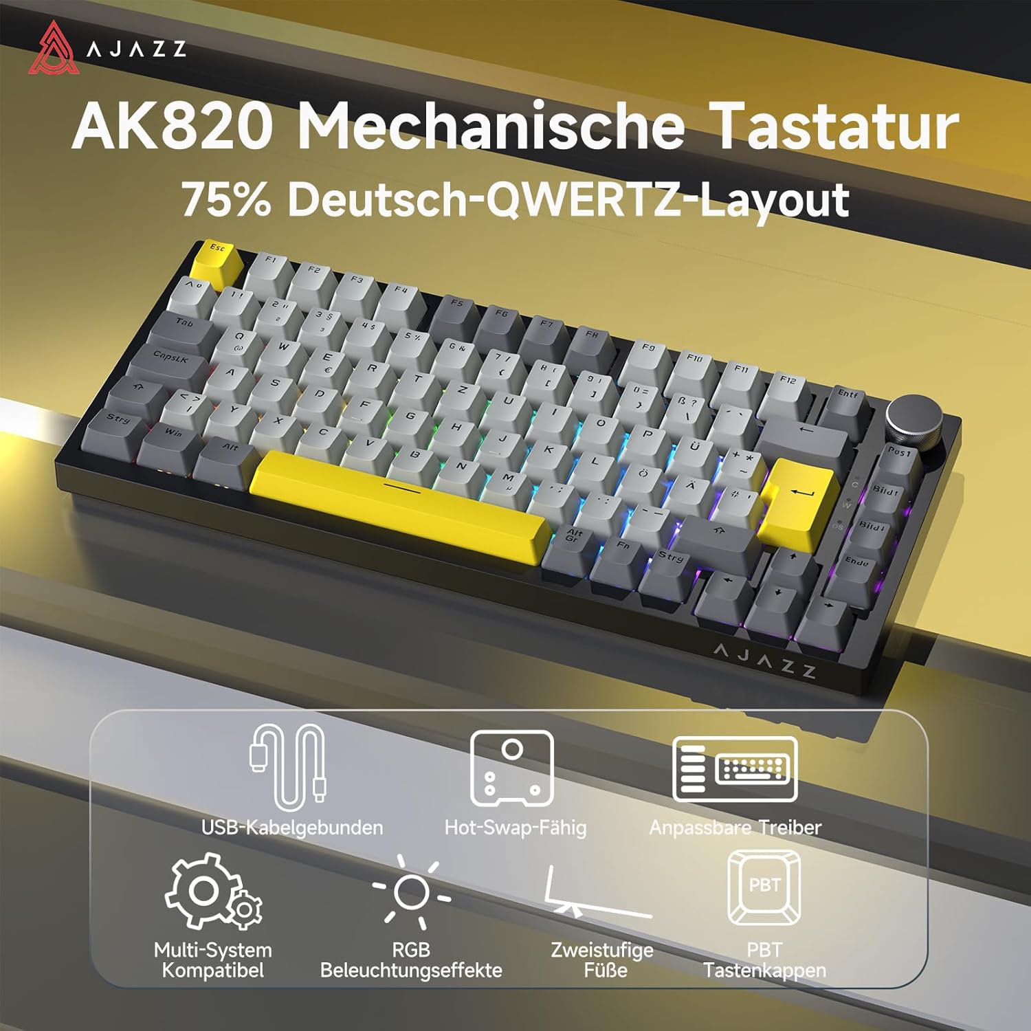 Thumbnail 1 de AJAZZ AK820 Tastatur 75% Kabelgebundenes Gaming